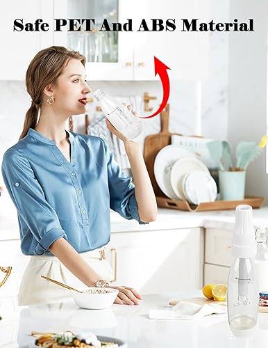 Miniatura 5 de Máquina portátil de agua con gas, máquina de agua de soda de 1 litro, máquina de transmisión de agua carbonatada para viajes en el hogar (cartuchos