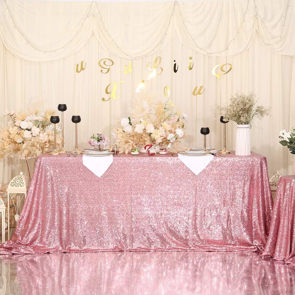 Eternal Beauty Sequin Tablecloths Rectangle Fuchsia Pink 152 x 305 cm wedding Halloween Chrismas Party Banquet New Year’s Day