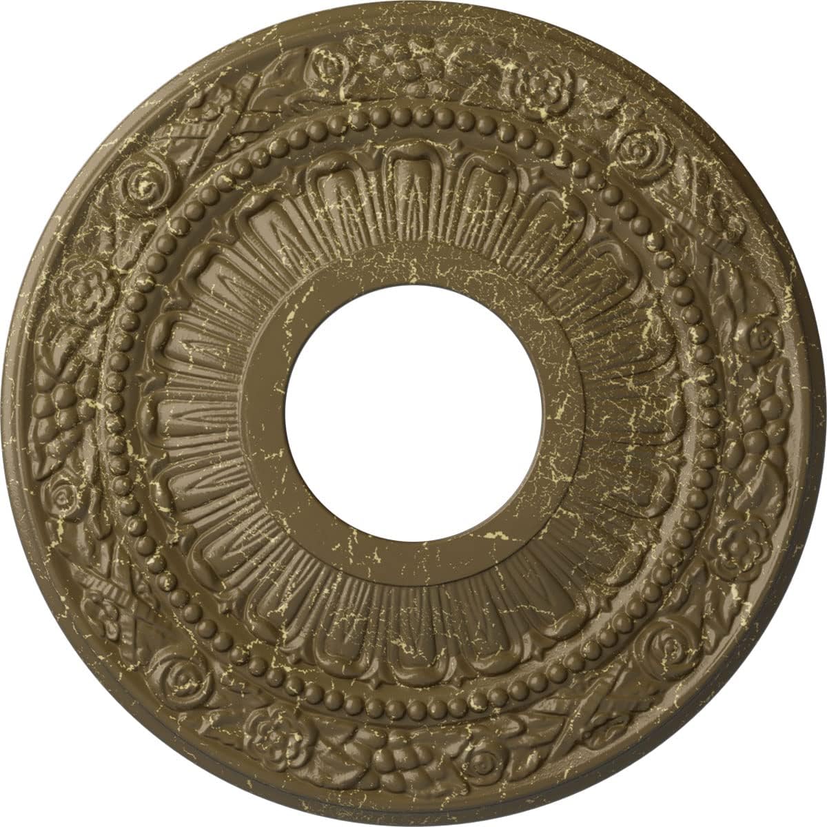 12 1/8"OD x 3 5/8"ID x 7/8"P Nadia Ceiling Medallion (Fits Canopies up to 4 7/8"), Hand-Painted Mississippi Mud Crackle
