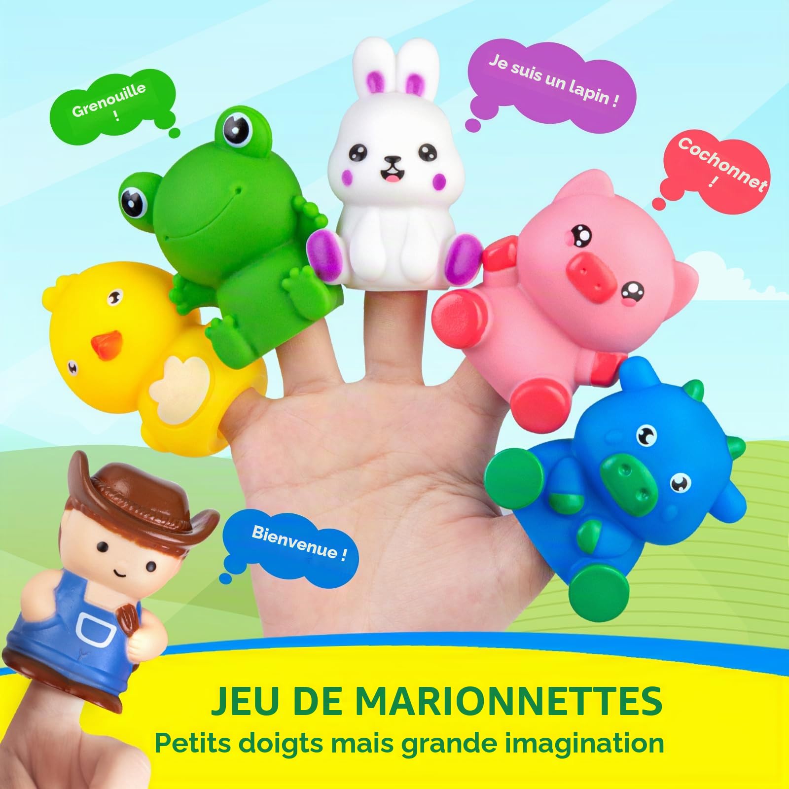 Quanquer Train de la Ferme, Jouet éducatif Montessori pour Tout-Petits, Apprentissage du comptage et du tri, idéal pour Les activités préscolaires et Cadeau 1–3 Ans.