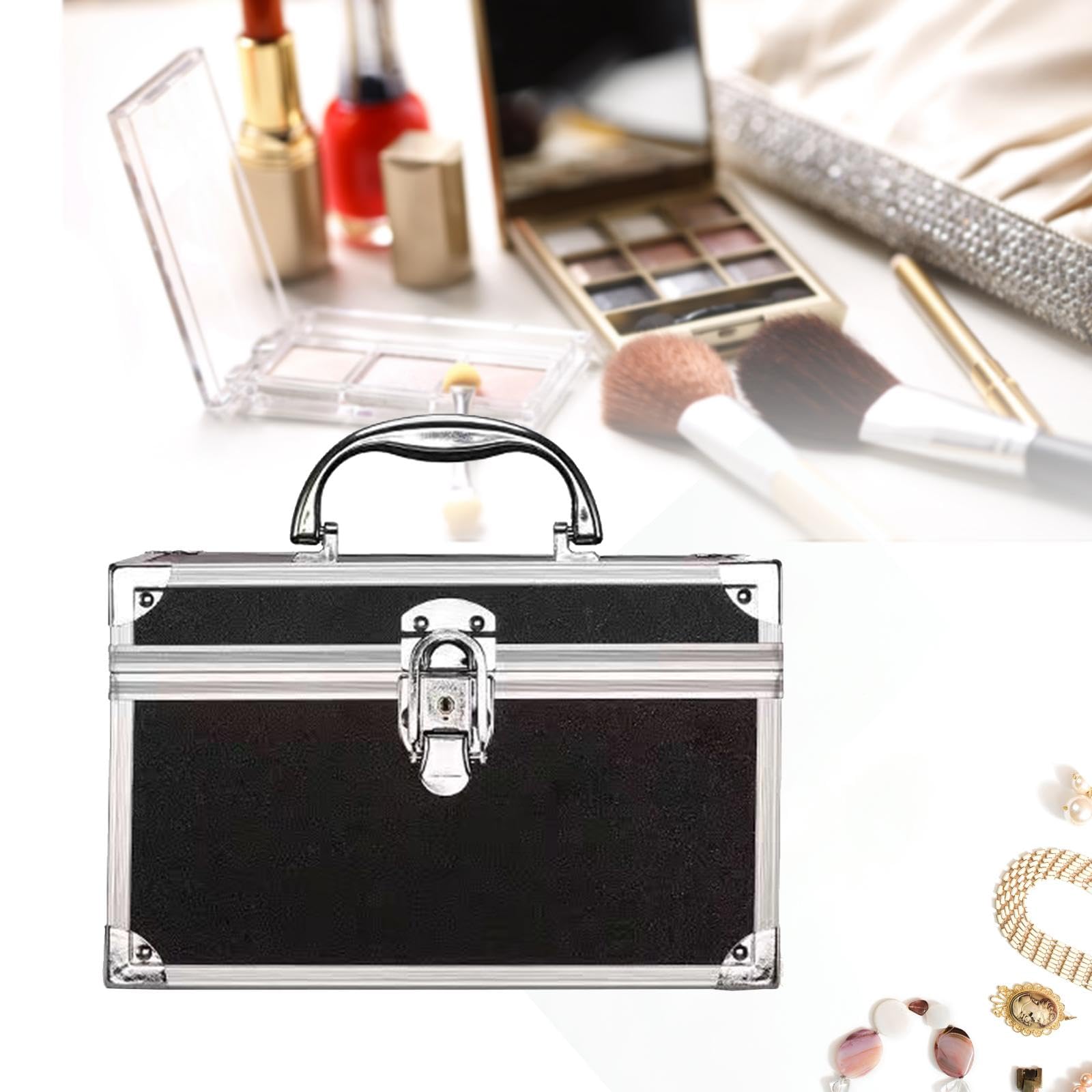 Neceser, Estuche de Cosméticos con Bandeja, Caja de Almacenamiento de Cosméticos, Caja de Almacenamiento de Cosméticos para.., es negro
