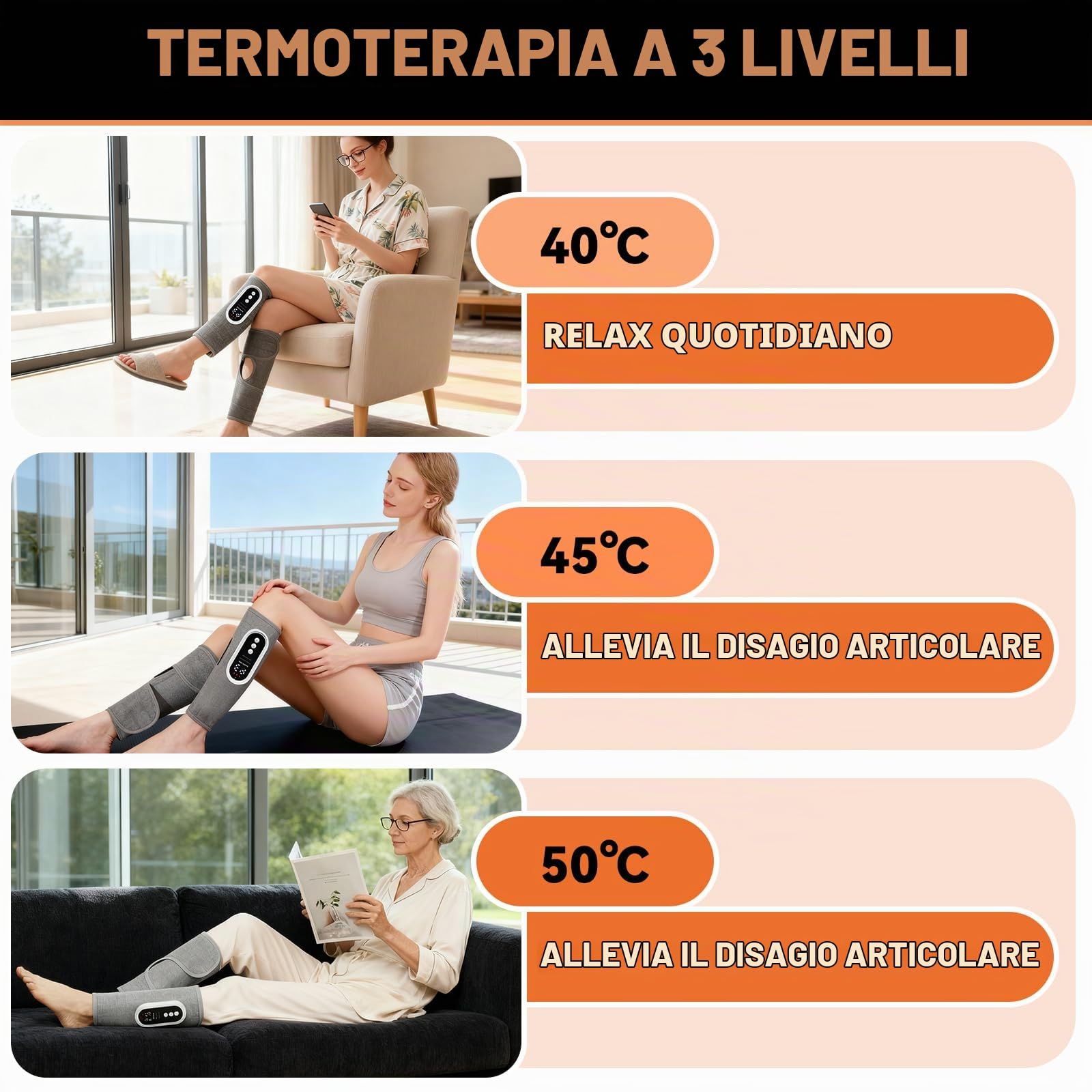 Massaggiatore Gambe Elettrico a Compressione d'Aria Senza Fili