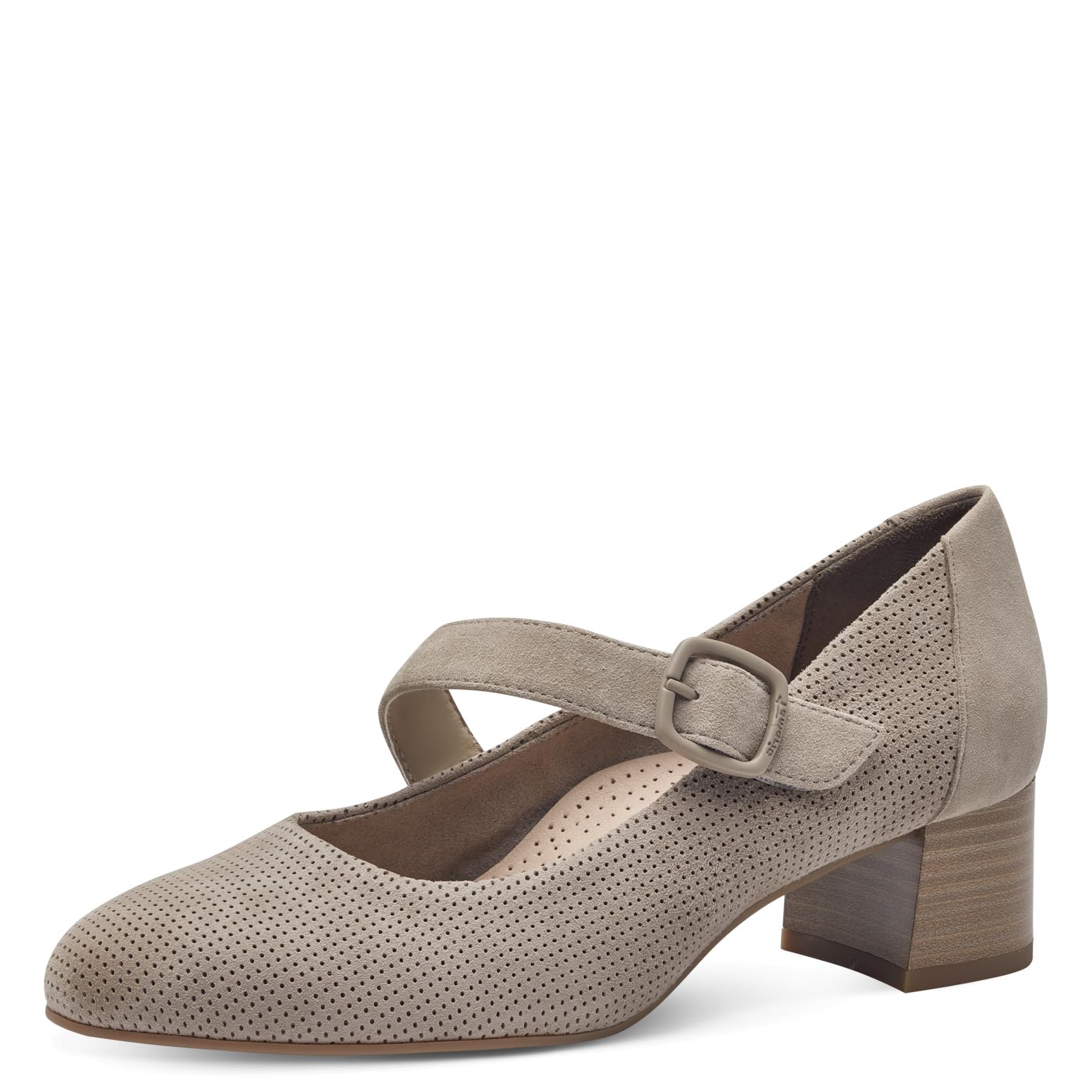 Tamaris Comfort Women’s Pumps with Strap Mary Jane Leather, Hellgrau, 6,5 UK
