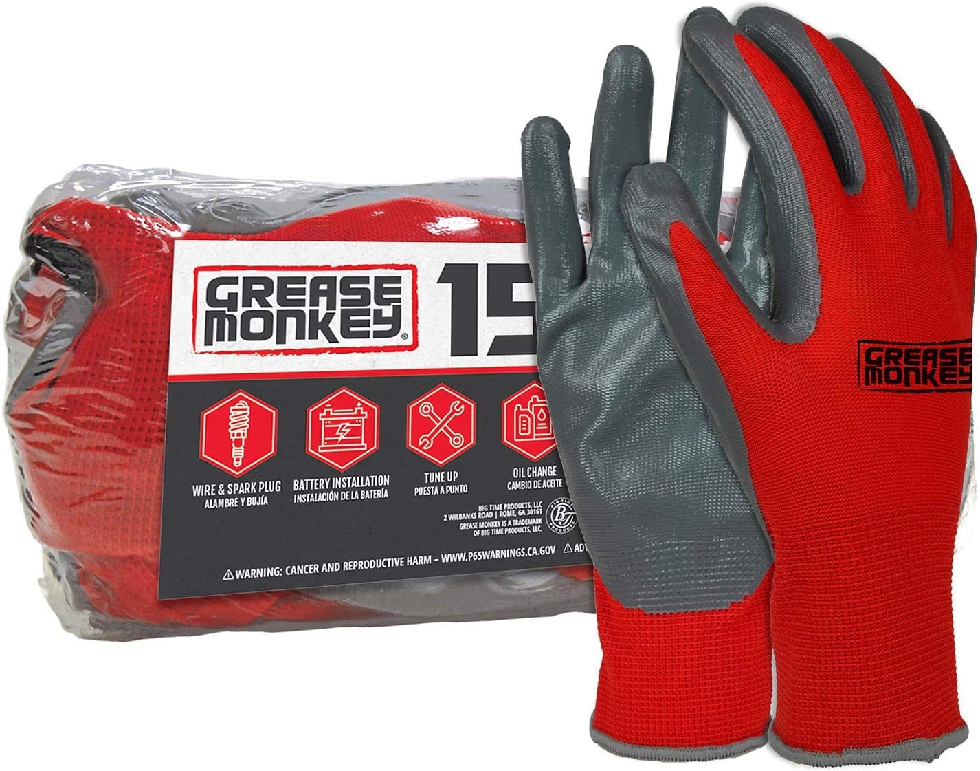 Grease Monkey Guantes de trabajo (revestimiento de nitrilo, 15 pares