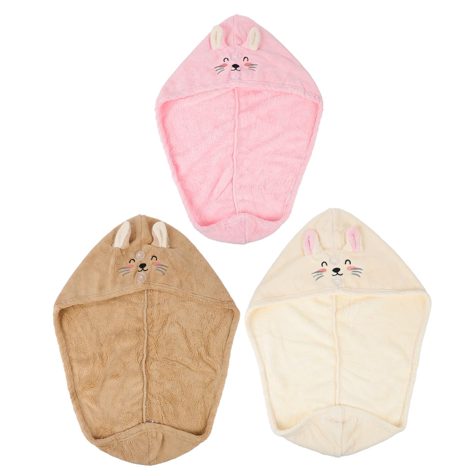 Turbans cheveux en polaire corail lot de 3 serviettes microfibres pour femmes et filles