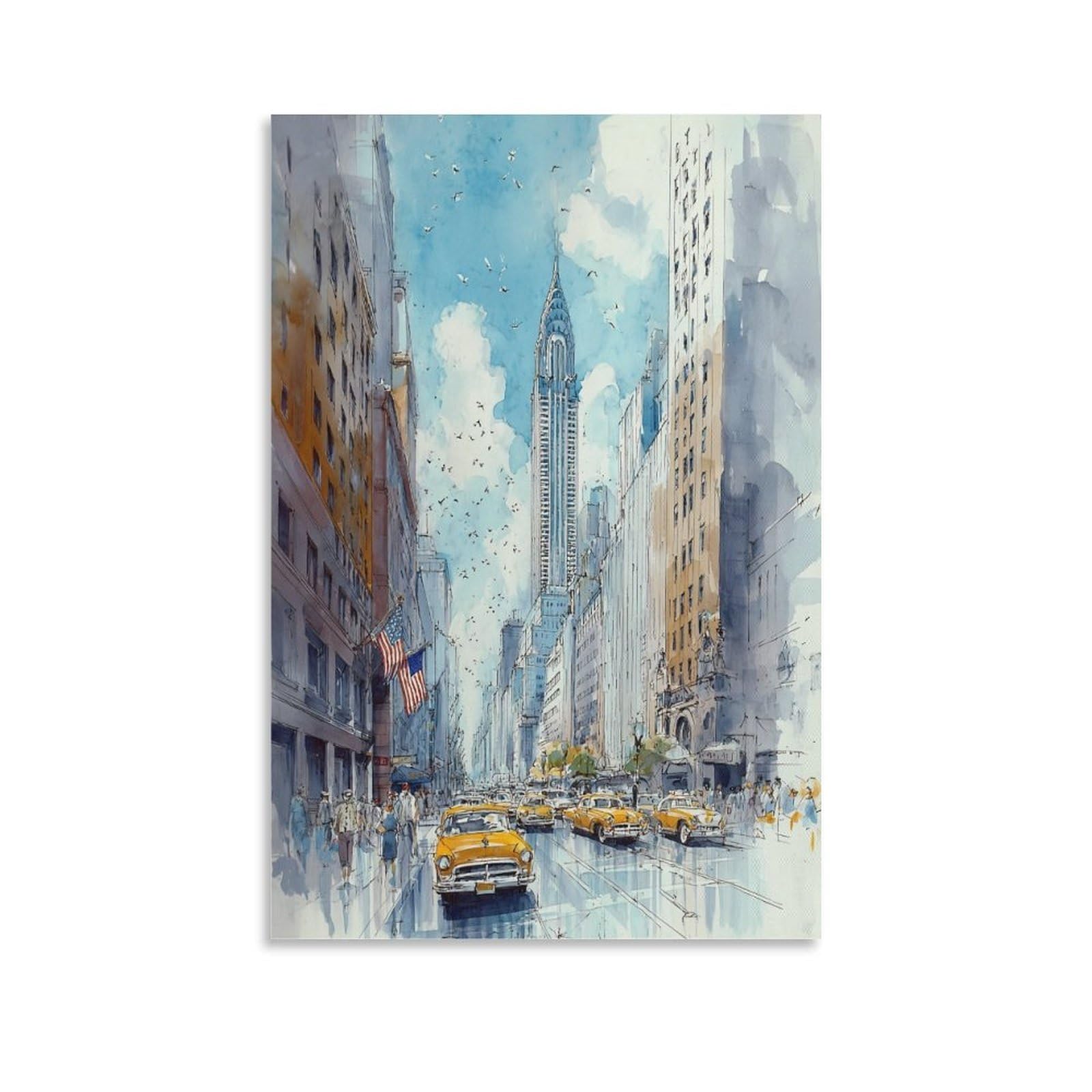 XWYMXZ Kentucky Watercolor Painting Retro Louisville Travel Posters 12x18inch(30x45cm) Vintage Watercolor Canvas Art
