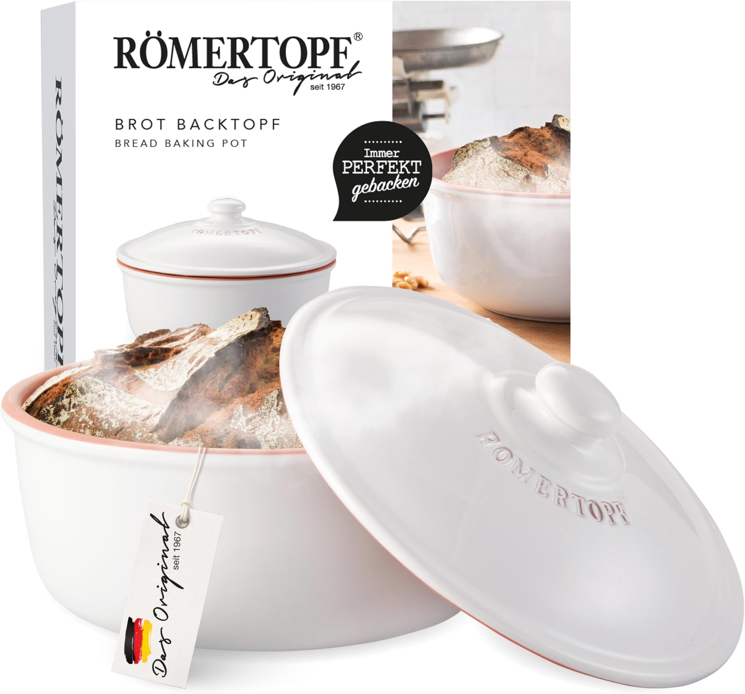Römertopf Brottopf oval MEDI 2,3 Liter - Brotkasten Schwarz aus Keramik ...