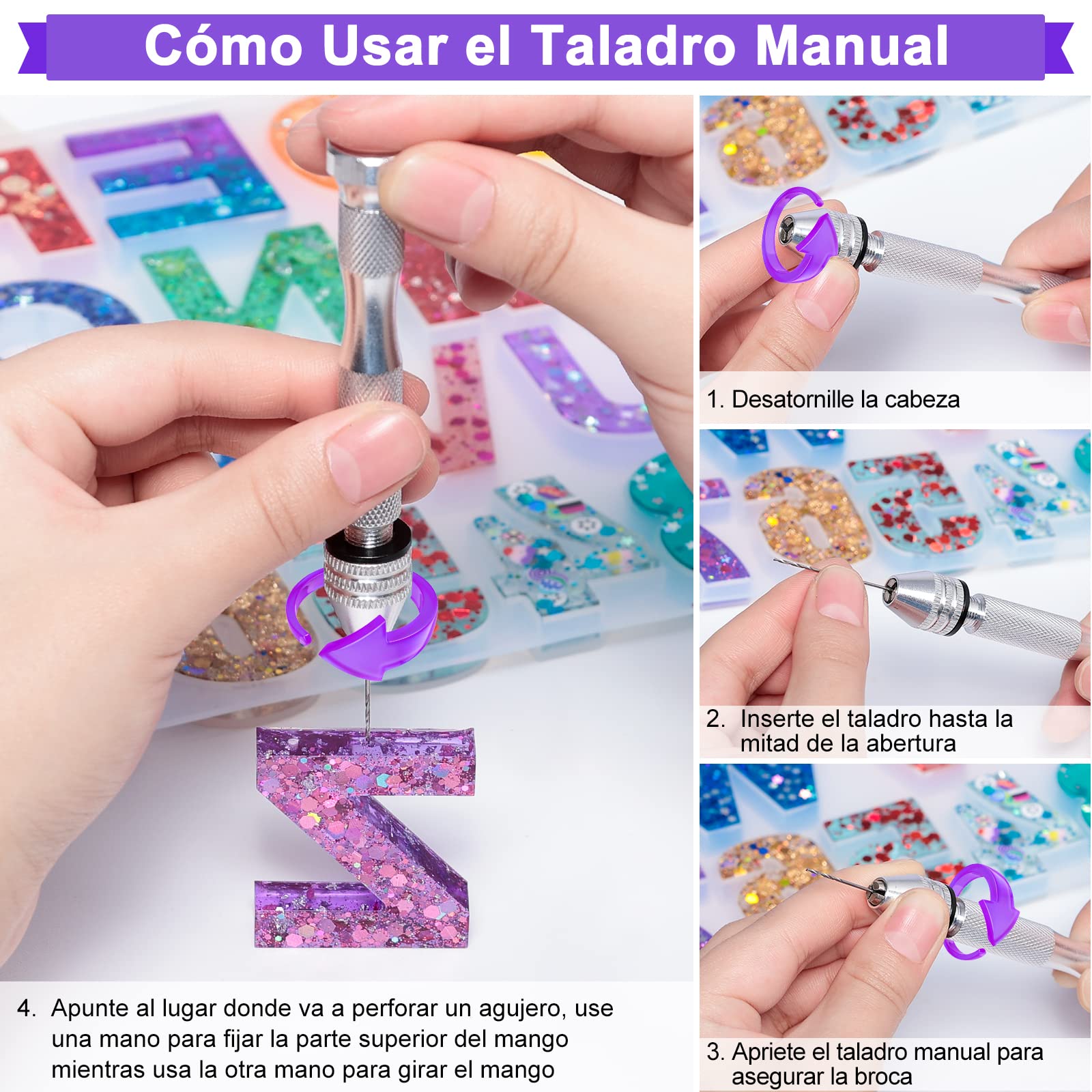 Resina Epoxi Manualidades, 186 Pcs Kit Resina Epoxi con Letras Moldes de Silicona, Pigmento, Lentejuelas, Kit para Hacer Letras de Resina, Hacer Llavero
