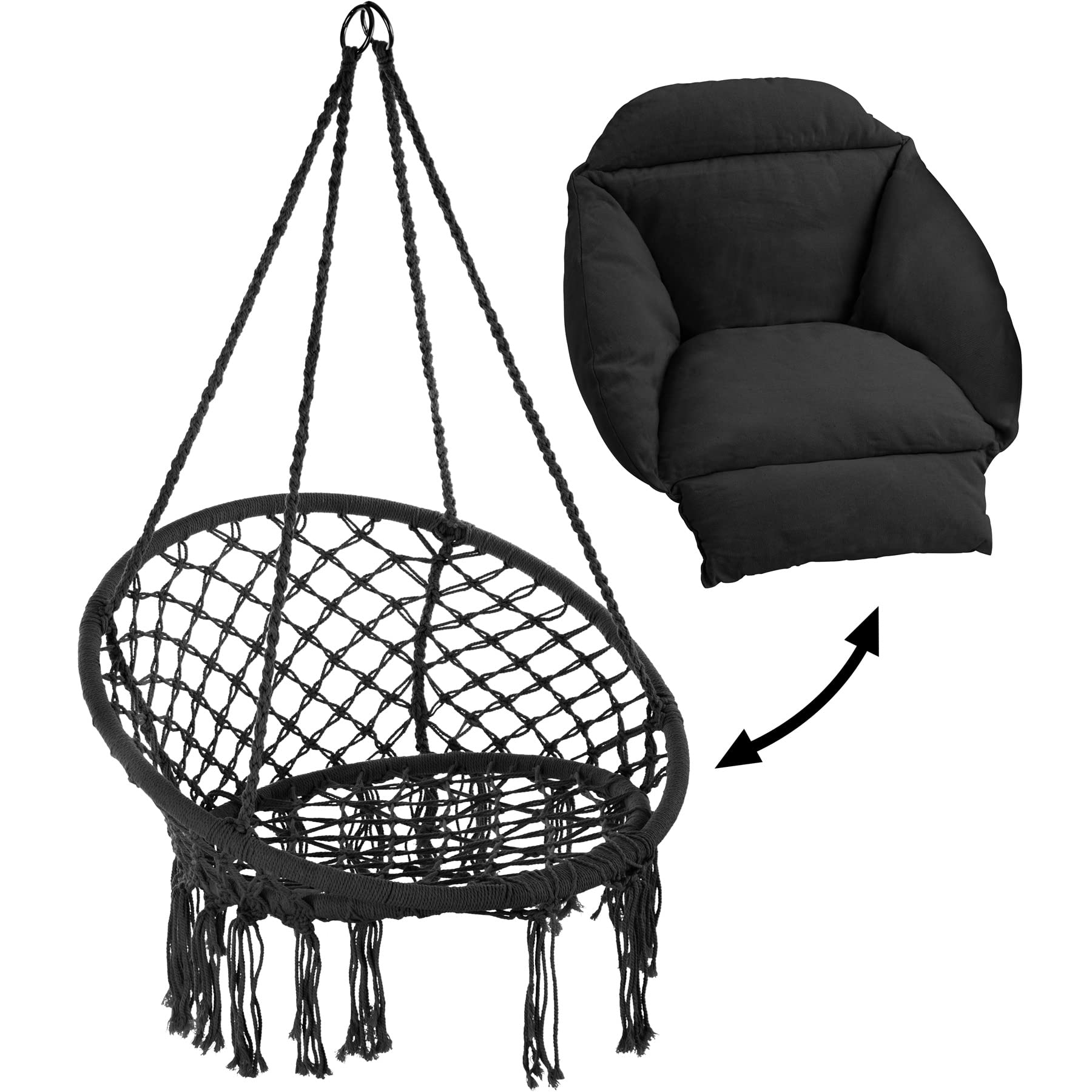 Poltrona Sospesa Samira Tectake® - Sedia A Dondolo Per Interni Ed Esterni, Beige, Portata 150 Kg - Foto 6