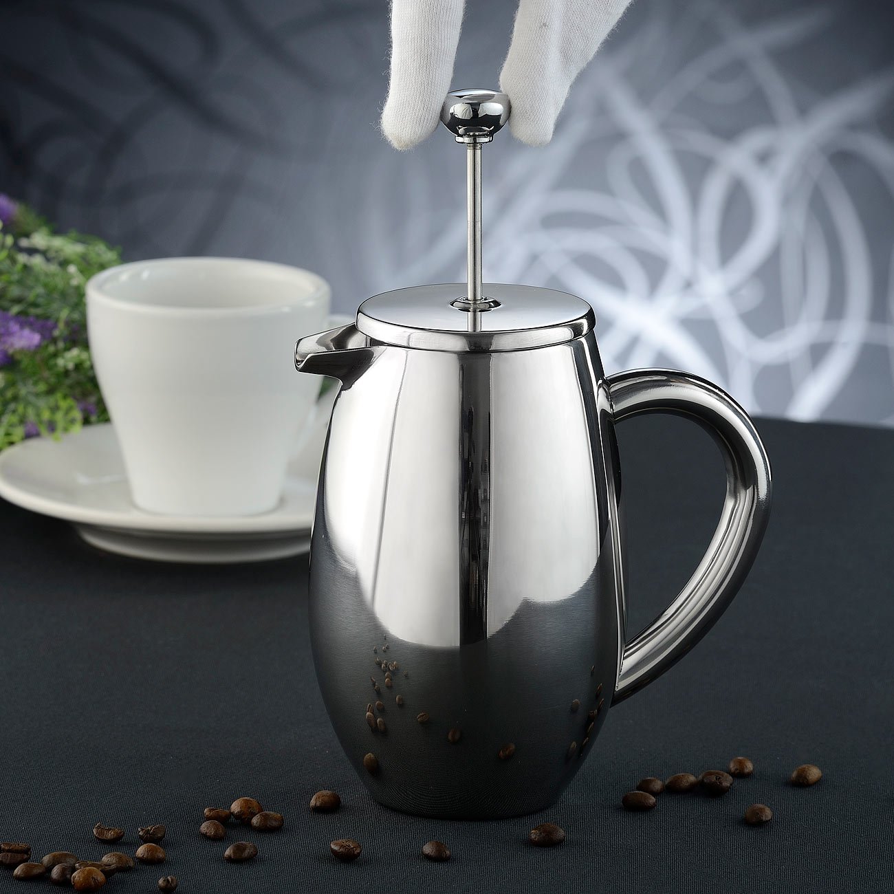 Rosenstein & Söhne Cafeteras de émbolo - Jarra de vacío: Aislado térmicamente Cafetera, Sistema de prensa francesa, acero inoxidable (Sello puede Thermo, Frenchpress, café)