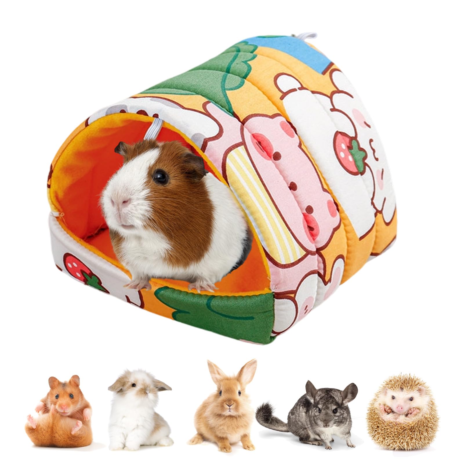 Guinea Pig Bed Secure & Warm Nest, Cute Small Animal Winter Bed, Non Slip Yellow Guinea Pig House