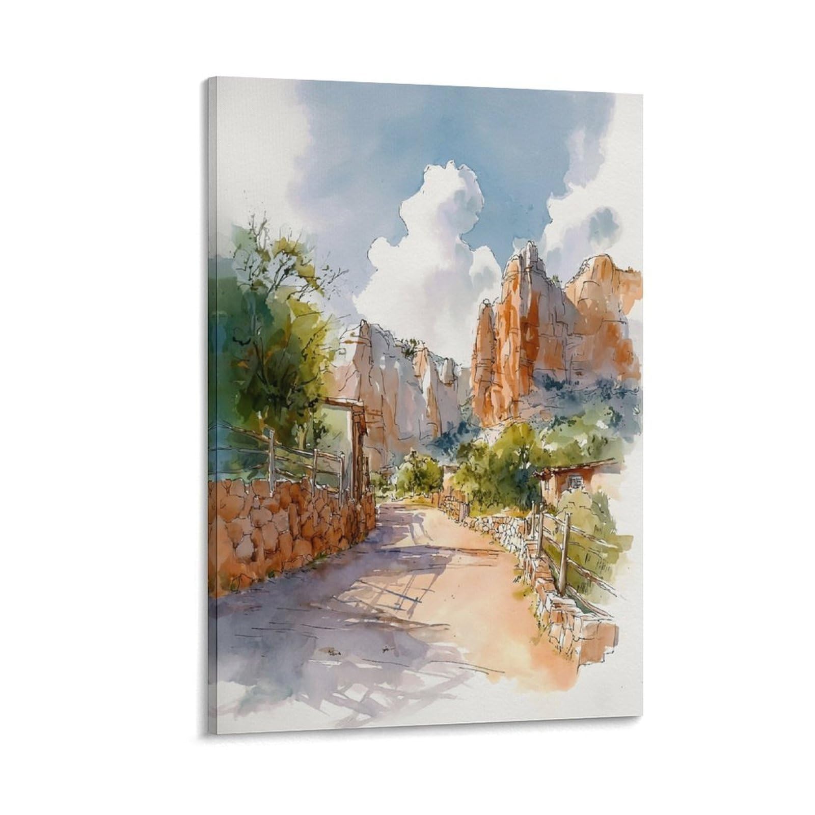 LCYNNH Sedona Arizona 12x18inch(30x45cm) Vintage Travel Poster Watercolor Canvas Art