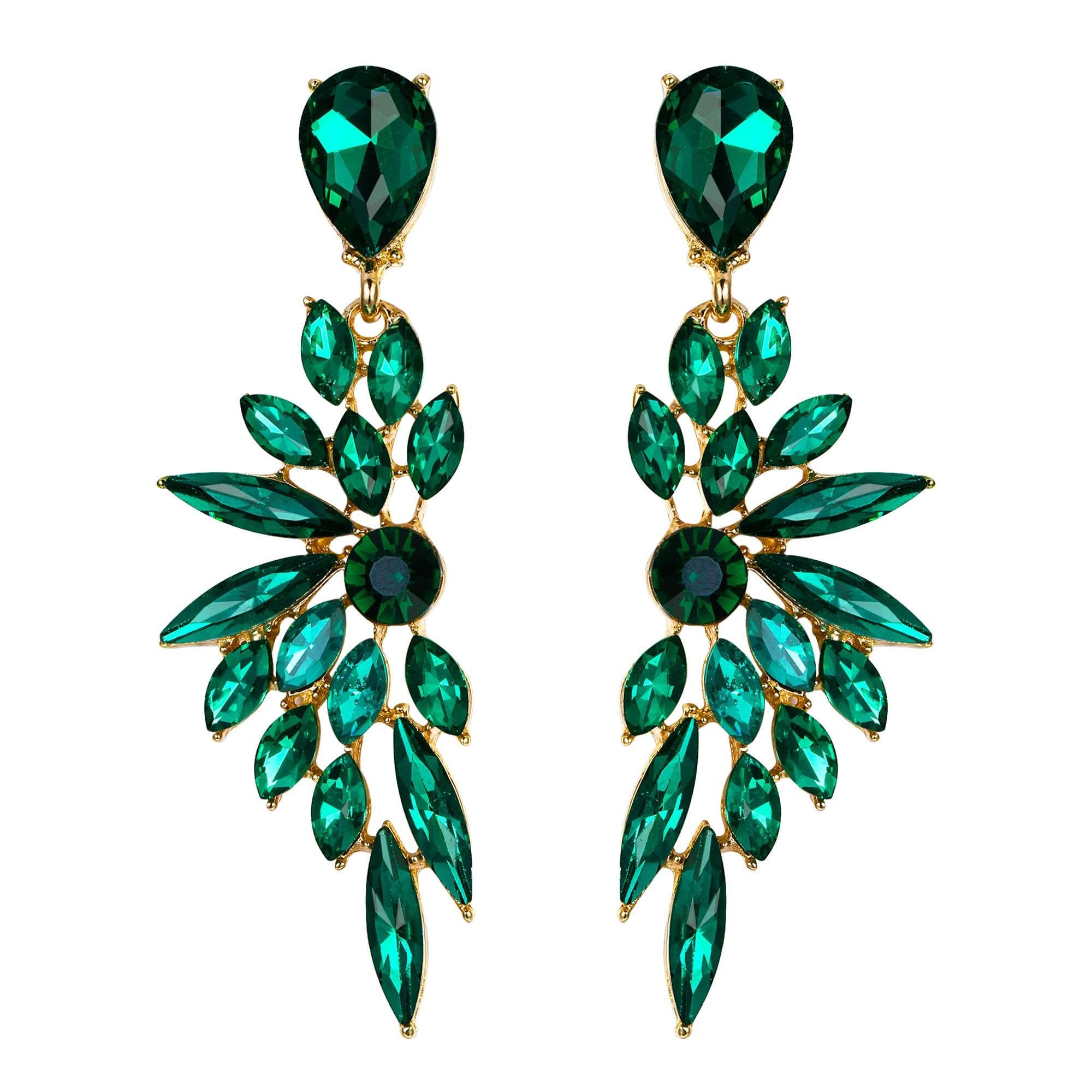 StyleJella Bridal Chandelier Large Crystal Cluster Teardrop Dangle Earrings for Women, Rhinestone Statement Long Drop Wedding Prom Earrings Jewelry