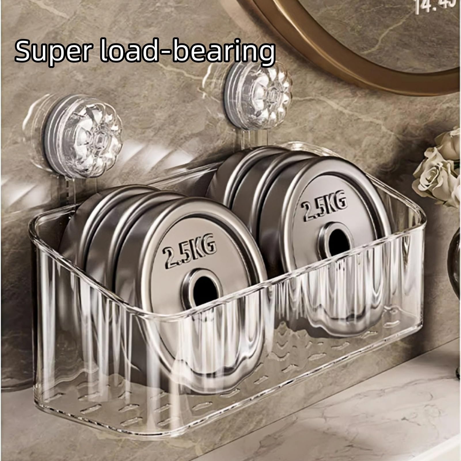 Duschablage Ohne Bohren, Duschregal mit Saugnapf, Bad Organizer, Kunststoff Duschkörbe Ablagen mit Ablauföffnungen für Küchen und