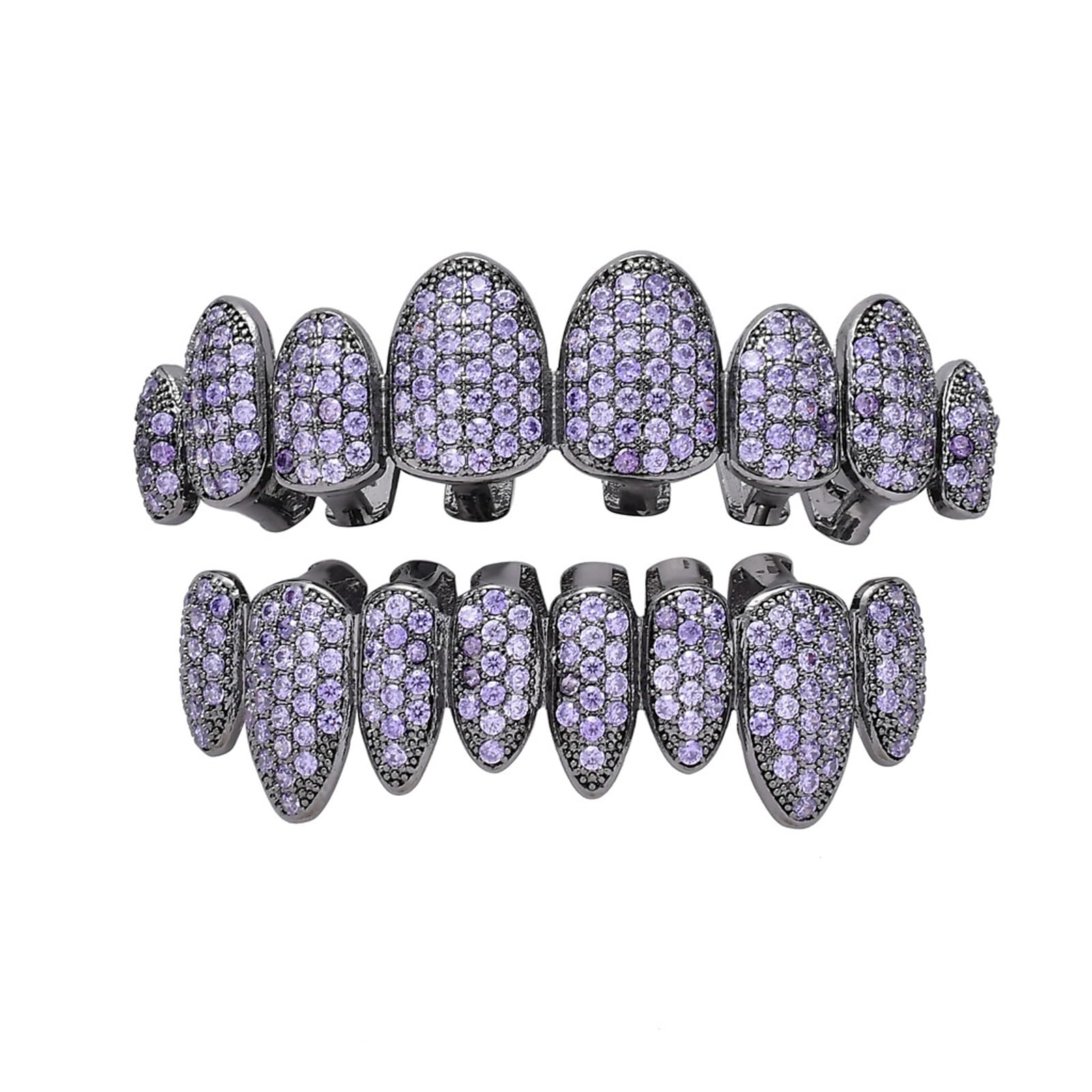 Lussuoso Set di Grillz Hip Hop Placcati Oro con Strass CZ Multicolore - Dentari Superiori & Inferiori Regolabili Brillanti per Feste & Spettacoli