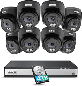 ZOSI C220 16CH 4K PoE Home Security Camera System, 16 Channel 4K 8MP NVR with 4TB HDD for 24/7 Record, 8 x 4MP(1440p) QHD 2.5K Dome IP Cameras Outdoor Indoor, Smart AI Human Detection, Two-Way Audio asin的图片