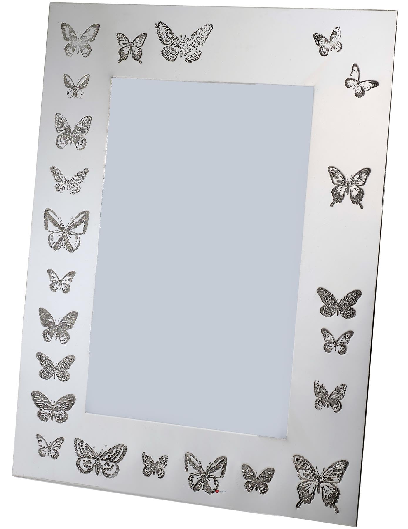 Cadre photo étain brillant 6x4 pouces avec motif papillon gravable