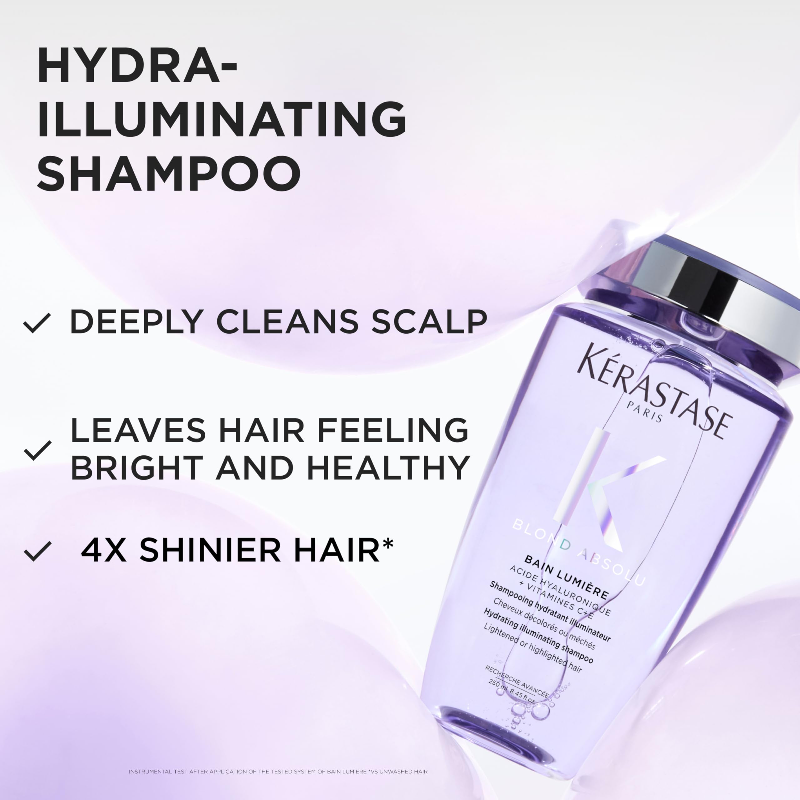 KÉRASTASE Blond Absolu - Shampoing Hydratant & Illuminateur - Pour Cheveux Blonds - Méchés, Décolorés & Sensibilisés - À l'Acide Hyaluronique - Bain Lumière - 500 ml