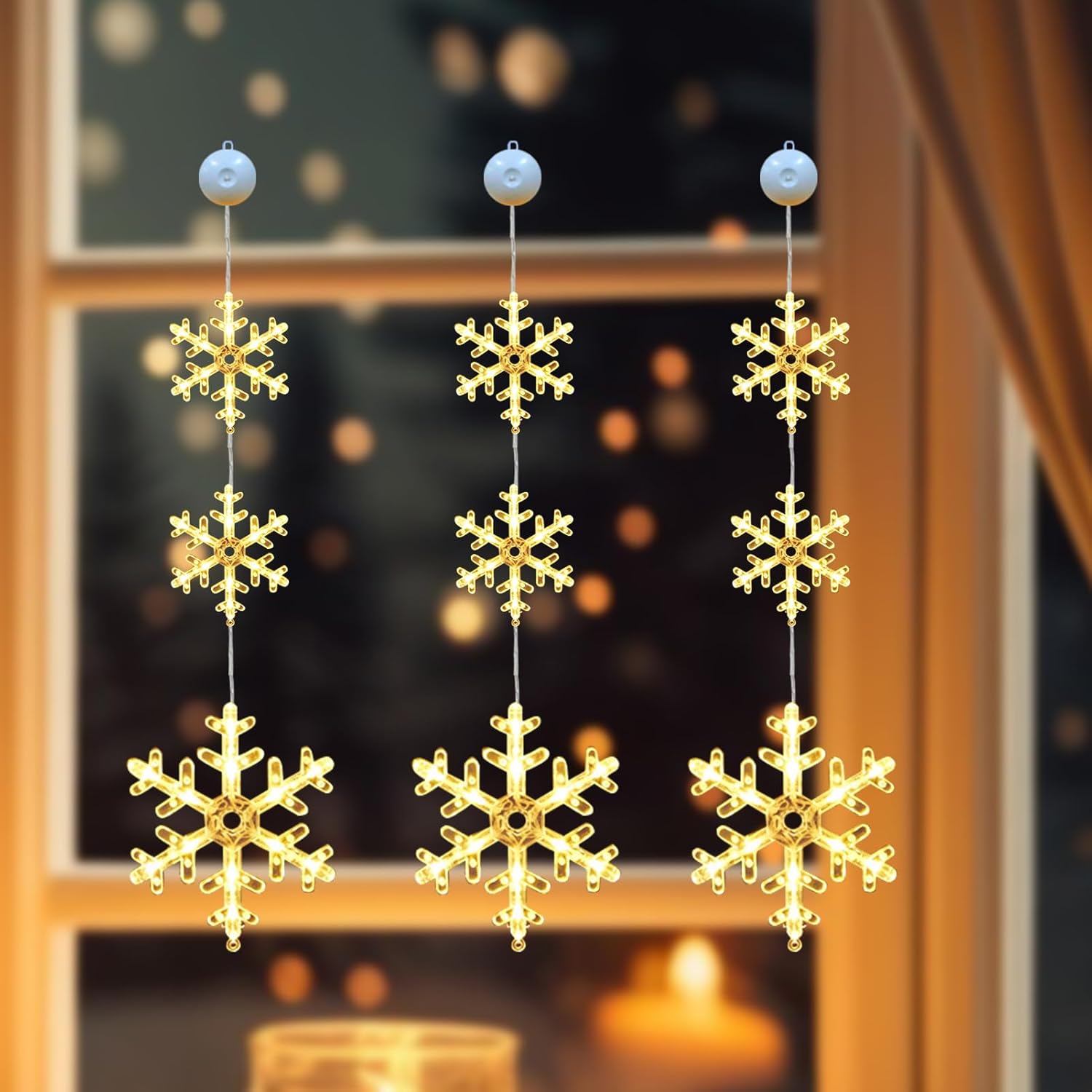 Christmas Window Lights Decorations,Christmas Snowflake Curtain Lights