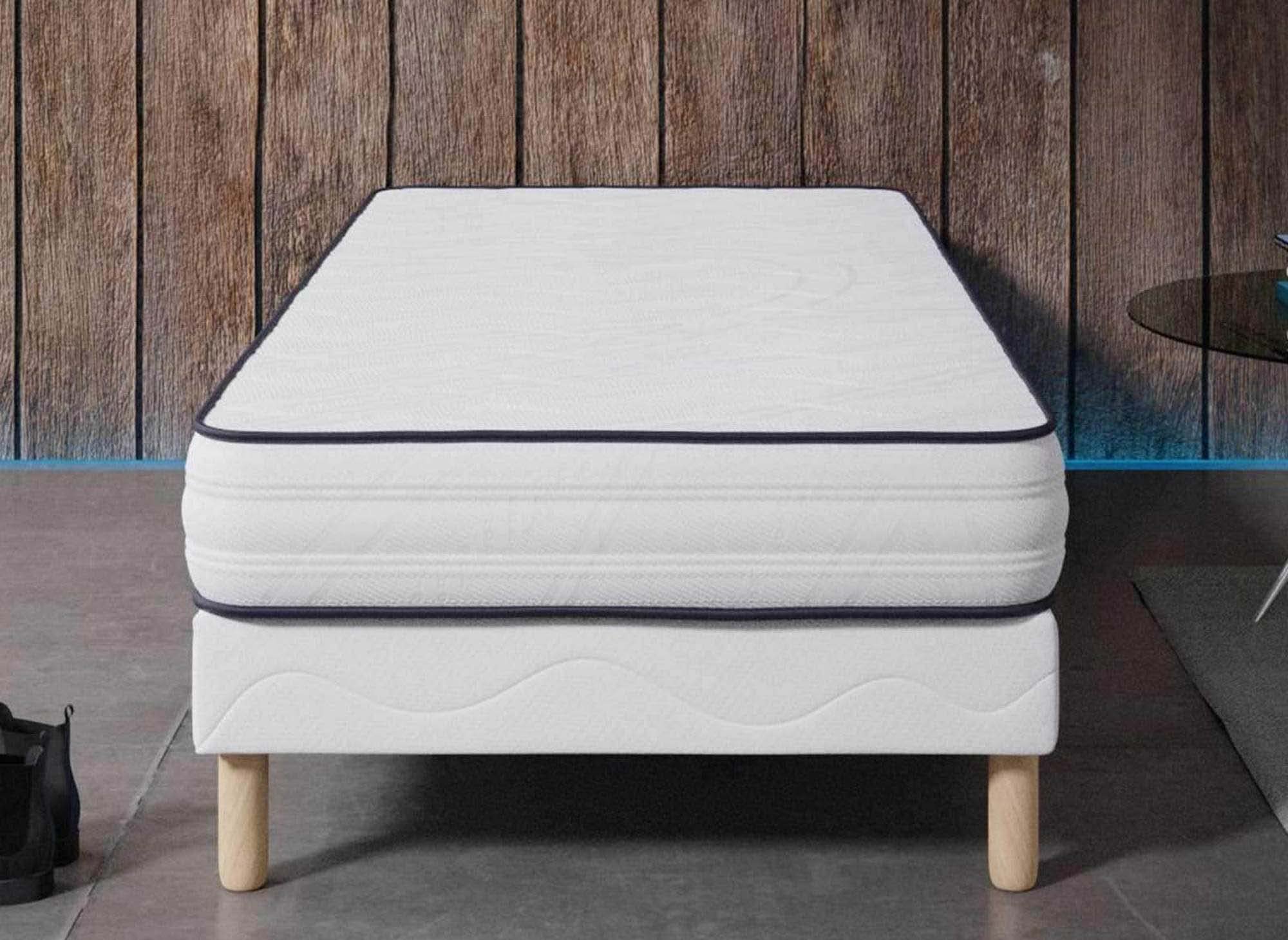 DecoInParis Confort - Ensemble Sommier + Matelas 20 cm 90x190