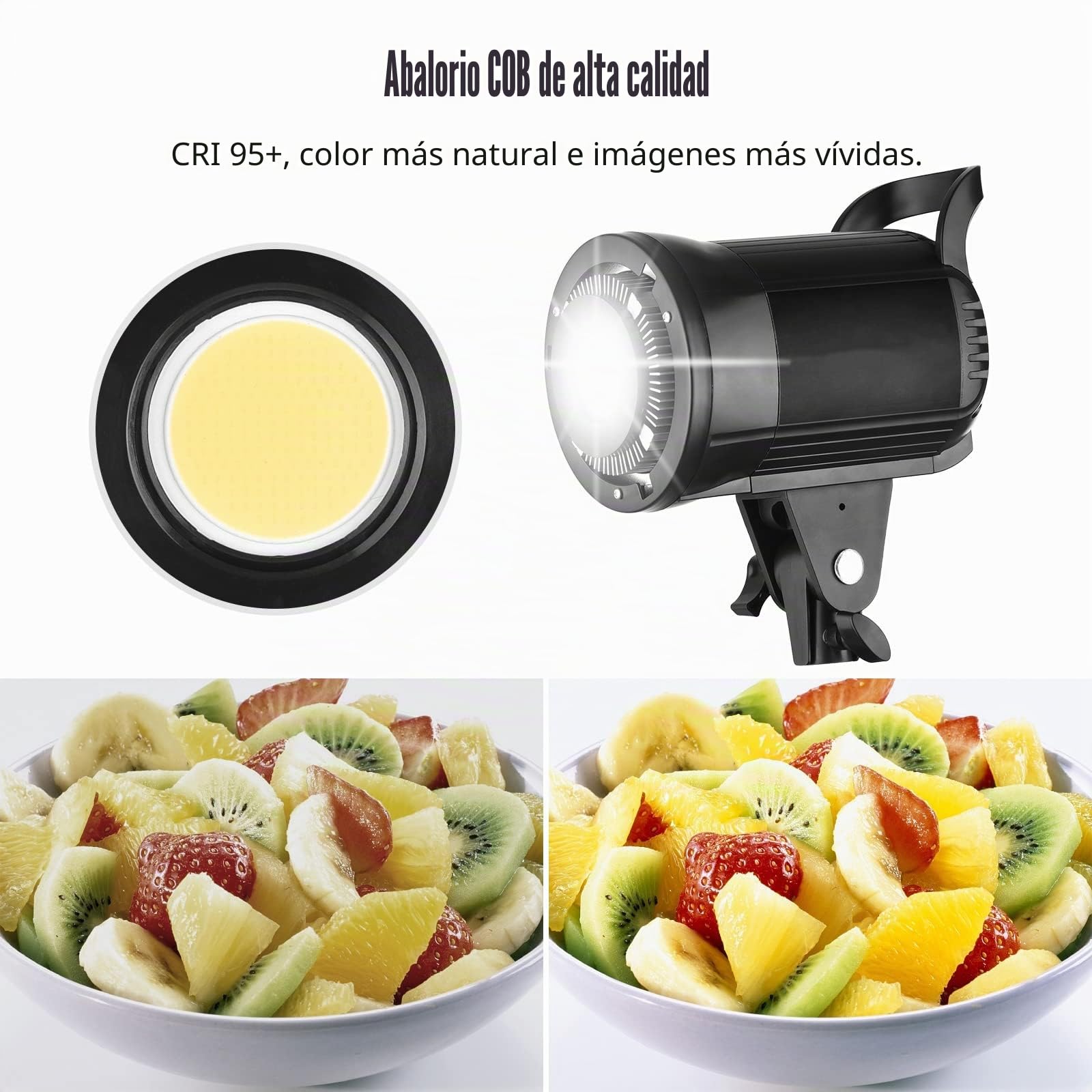 Andoer LM60W LED Videolicht, 60W 5600K dimmable Estudio Luz continua con soporte Bowens y mando a distancia para retratos de productos, fotografía de boda, grabación de vídeo en directo