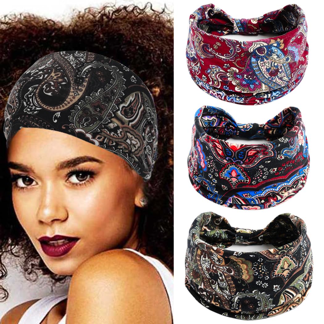 3 Fasce Elastiche Larghe Per Capelli - Boho Style 14 Cm Larghezza, Unisex, Per Sport E Vita Quotidiana - Foto 8