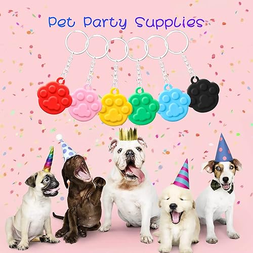 Miniatura 9 de Weecent 36 Pcs Paw Print Keychain Paw Print Party Favors Dog Birthday Party Supplies Cat Party Favors for Pets Puppy Dog Pals Birthday Party