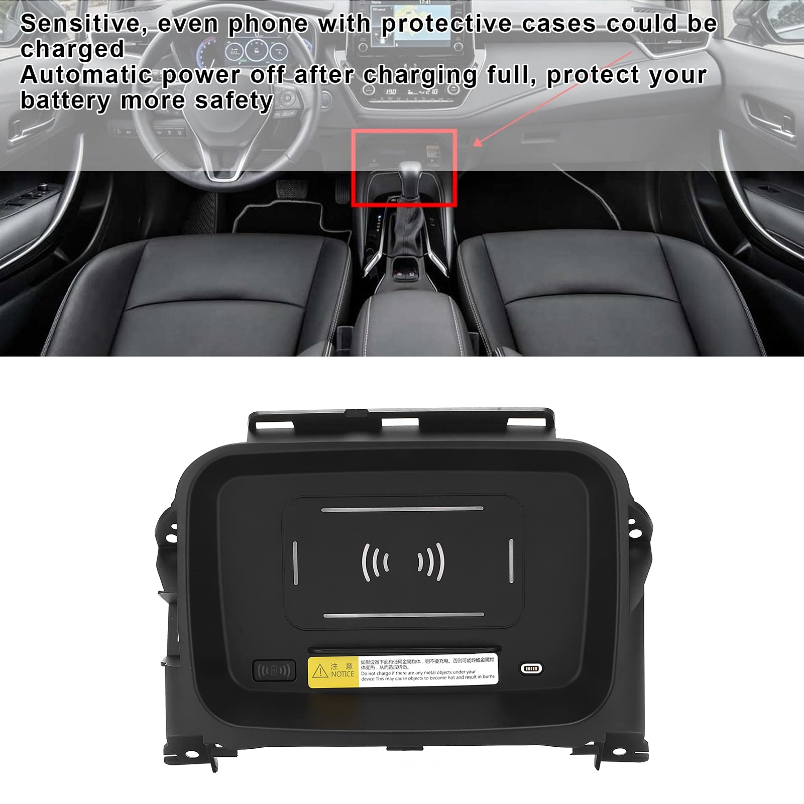 Caricabatterie Wireless per Auto, 2 in 1 Caricabatterie per Auto Wireless 15 W Supporto di Ricarica per Telefono di Ricambio per il 2019-2021