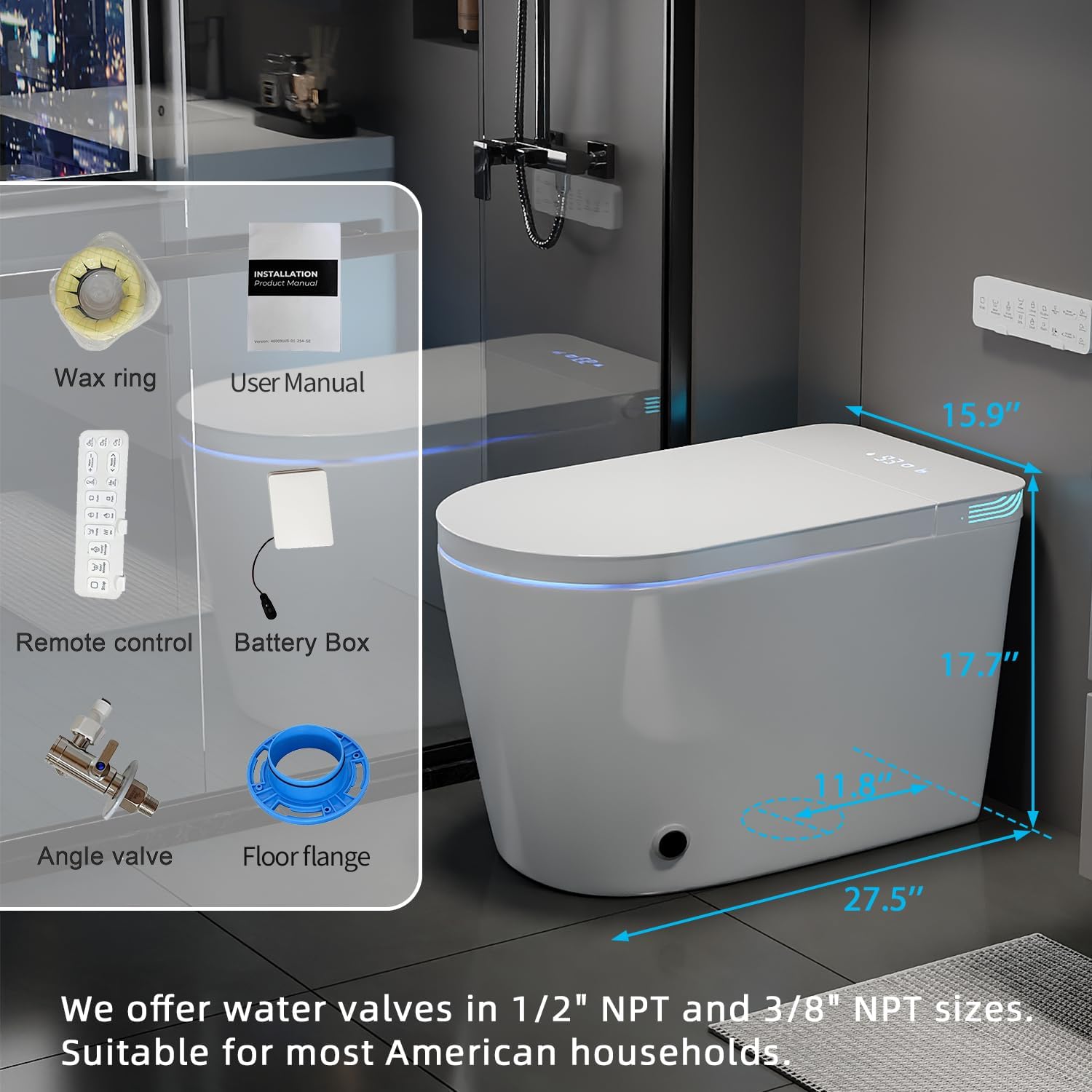 TOTTE Luxury Smart Toilet with Bidet Built-in, Auto Open/Close, Dual Auto Power Flush, One Piece Elongated Toilet with Instant Warm Water & Warm Air Dryer, Built-in Aroma System, Japanese Toilets