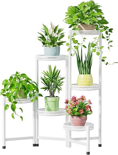 iDavosic.ly Soporte para plantas de 6 niveles para interiores y exteriores de fácil armado, estantería plegable alta de metal para exhibición de
