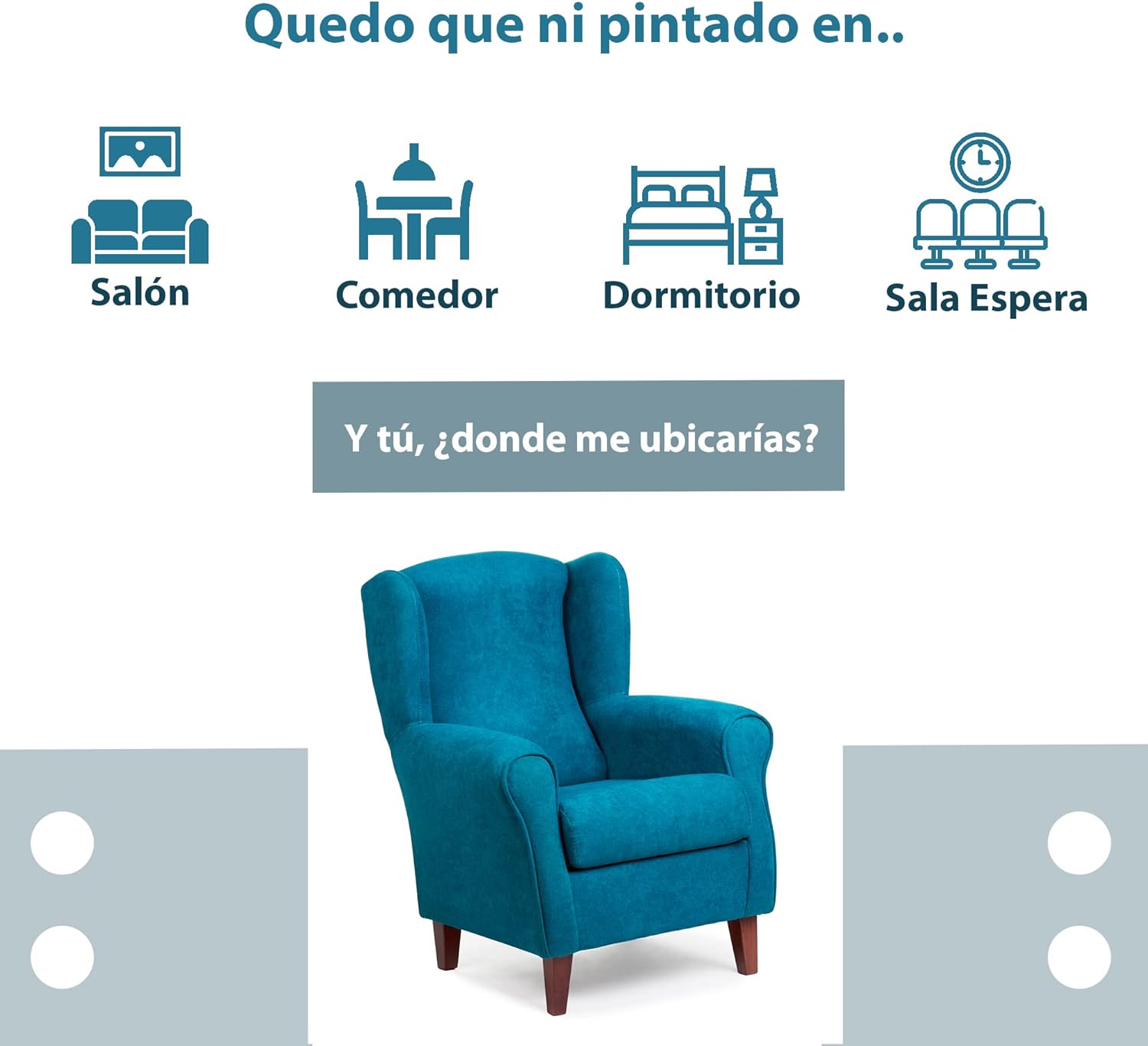 Sillón Orejero Roma: Butaca Ergonómica Tapizada en Tela Antimanchas, Ideal para Lectura y Relajación en Salón - Medidas 100x74x77cm Nogal Beige