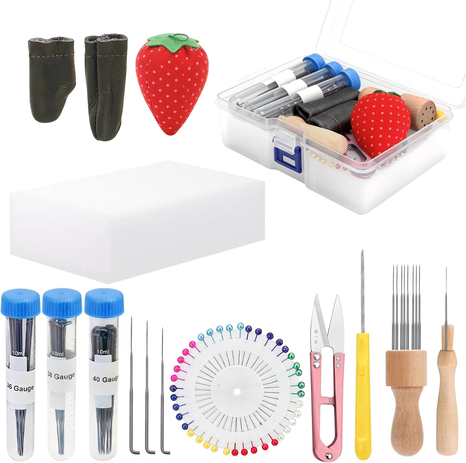 YRMJ 53 Pack Felting Tool Set, 3 Sizes of Felting Needles, Soft Working Pad & Accessories for All Your Needle Felting, Wool Crafting, and DIY Art Projects