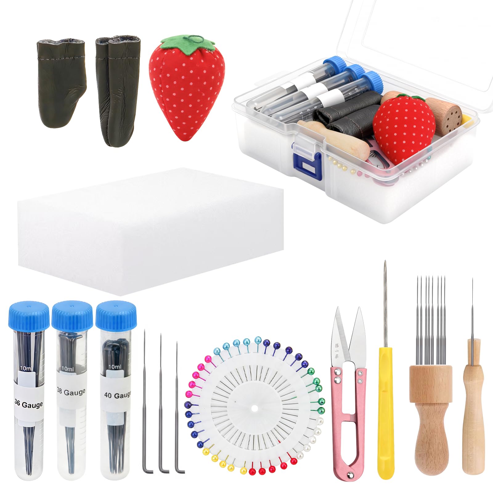 YRMJ 53 Pack Felting Tool Set, 3 Sizes of Felting Needles, Soft Working Pad &amp; Accessories for All Your Needle Felting, Wool Crafting, and DIY Art Projects