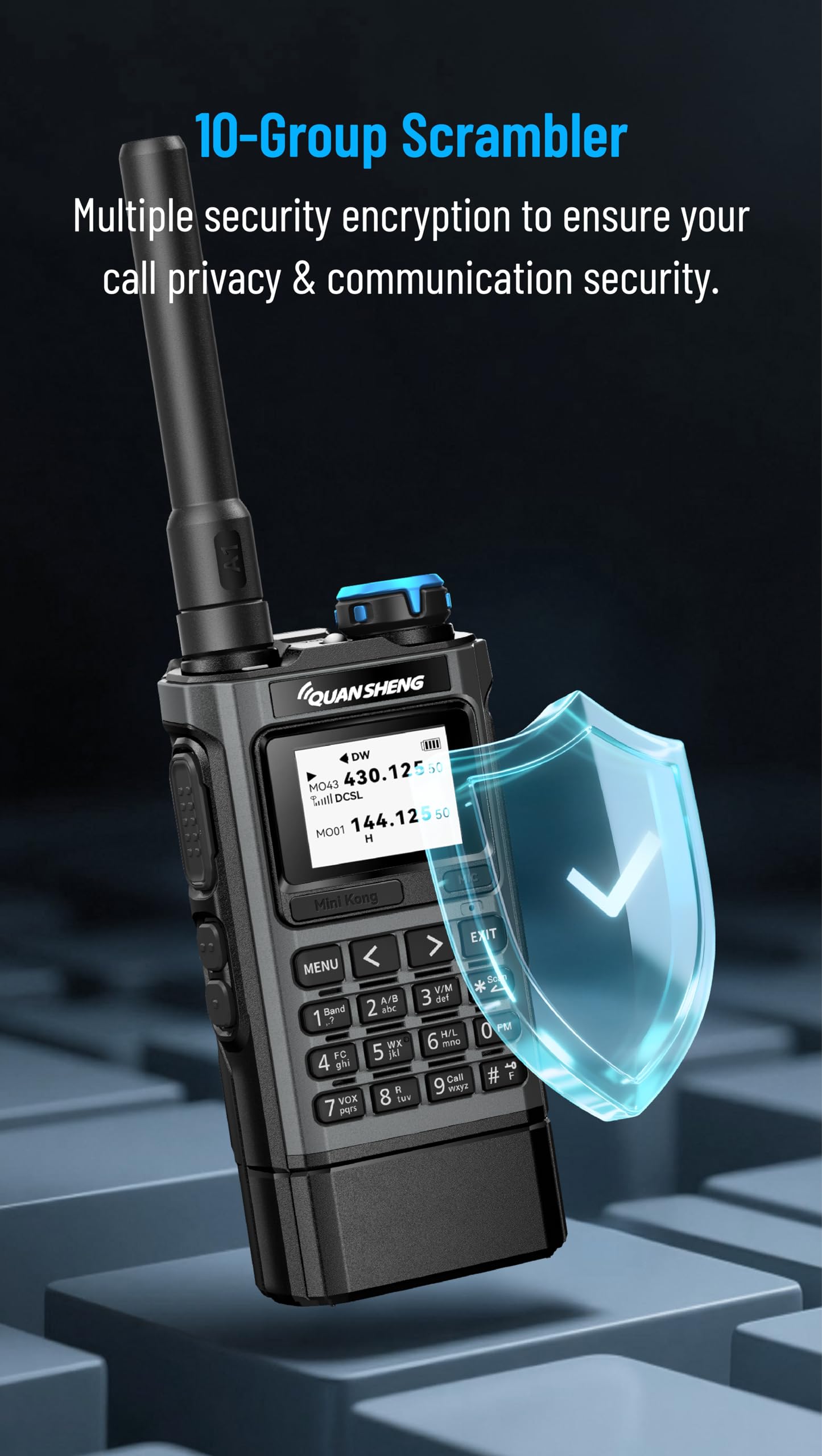Quansheng UV‑K1 Walkie‑Talkie, 50‑600MHz, Air Band, NOAA, Copia senza fili. | Batteria 2500mAh con ricarica USB‑C, ricezione Air Band AM/FM (108‑136MHz), accordo frequenza in 1 tocco, copia wireless