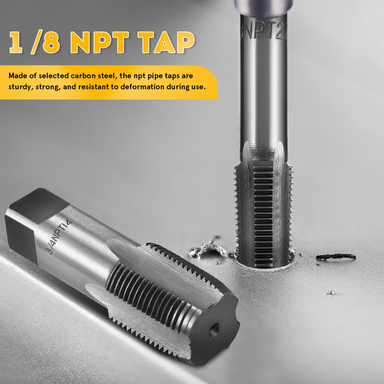 5pezzi Punte Filettate Npt Acciaio Al Carbonio Kit Per Maschiatura Con Diverse Per Idraulica e Manutenzione Meccanica Design Compatto Con Custodia Per Facile Accesso e