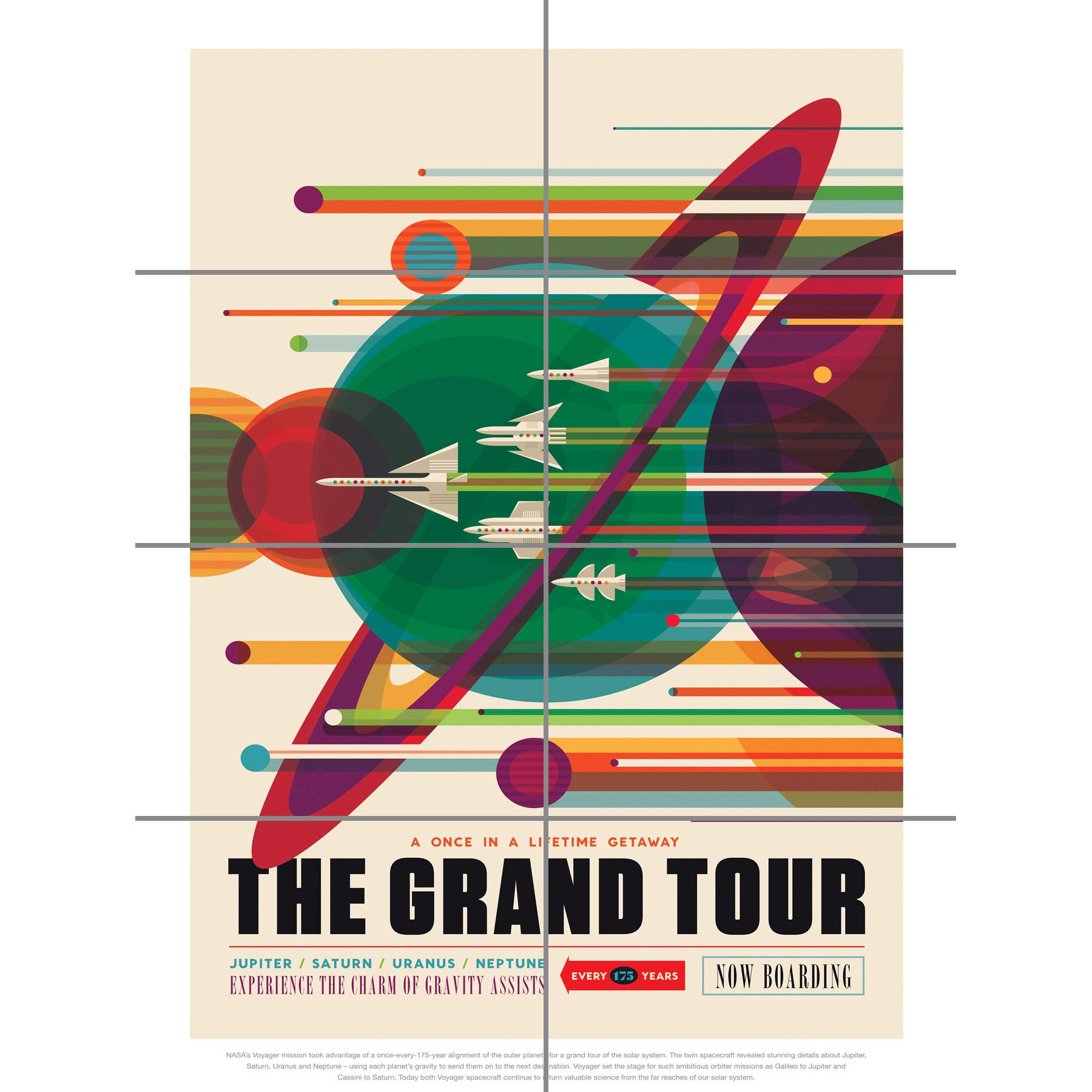 Artery8 The Grand Tour NASA Space Tours Travel XL Giant Panel Poster (8 Sections)
