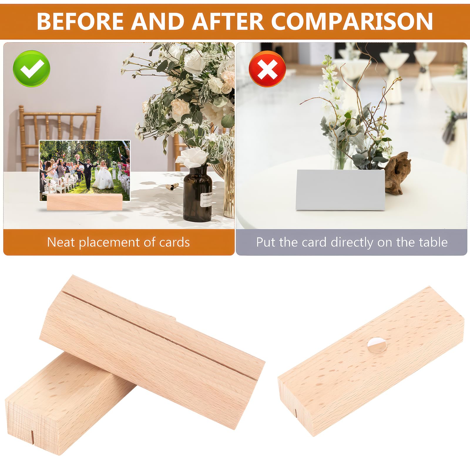 Set 12 Segnaposto In Legno - Porta Menu Per Tavolo, 10x3x2cm, Con Adesivi, Per Matrimoni E Feste - Foto 10