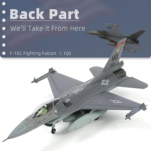 Vista 6 de 1/100 F-16C Fighting Falcon Fighter Model Metal DieCast Aircraft Jet Kit Modelo de Avión de Combate Avión de Caza Militar para Colección y Regalo