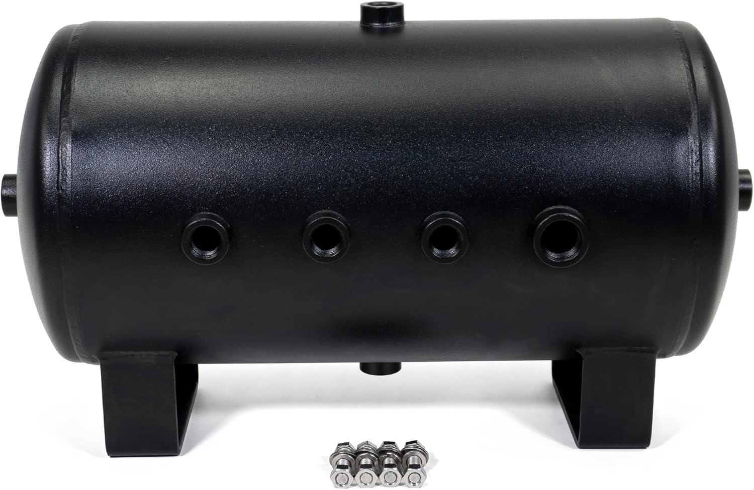 HornBlasters 5-Gallon 8-Port Steel Air Tank USA Made - 150 PSI Black Powdercoat, 7x1/2" & 1x3/4" Ports for Train Horns