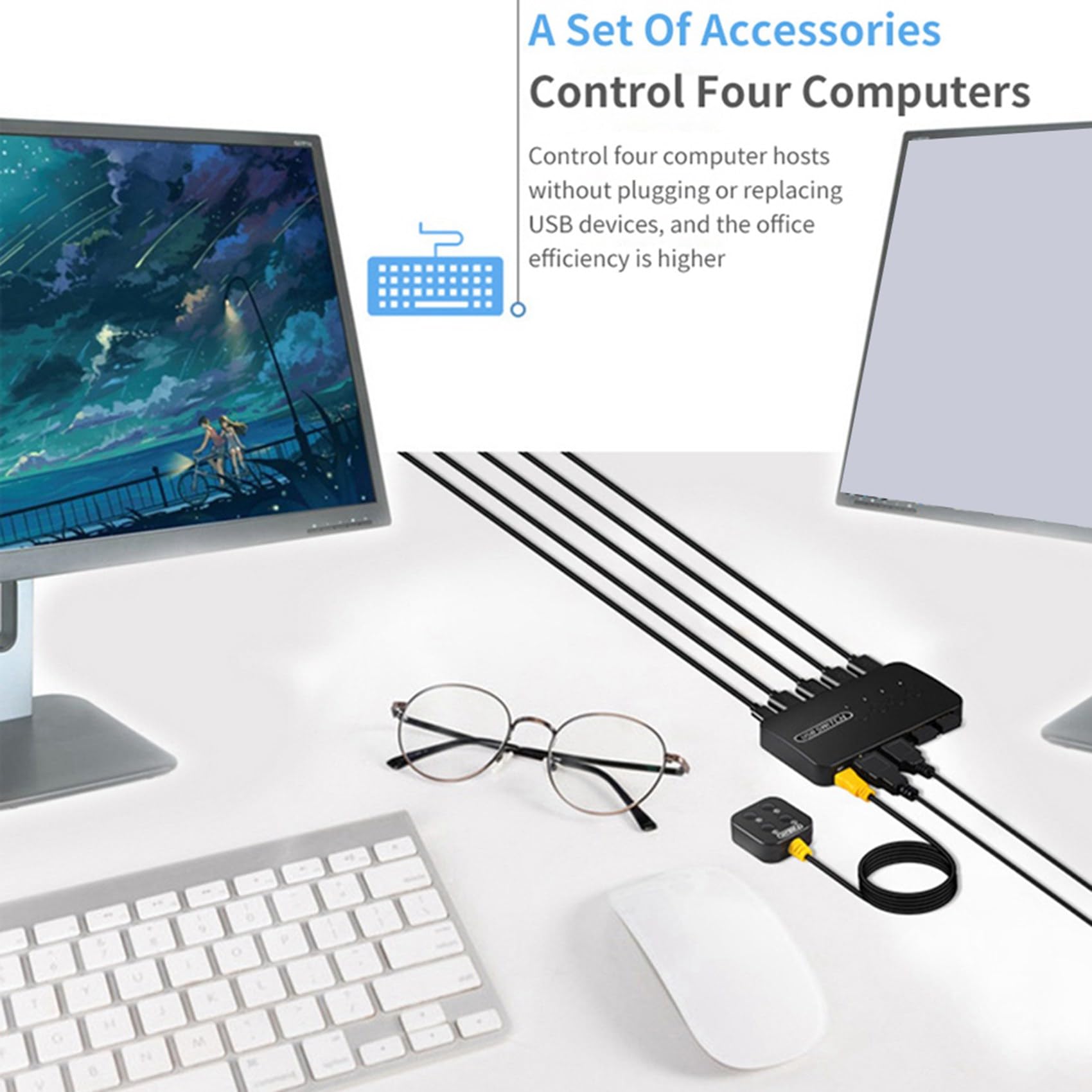 5X Switch USB Adattatore Controller Condiviso 4 Ingressi 4 Uscite per Computer Portatile Stampante Tastiera Mouse Monitor