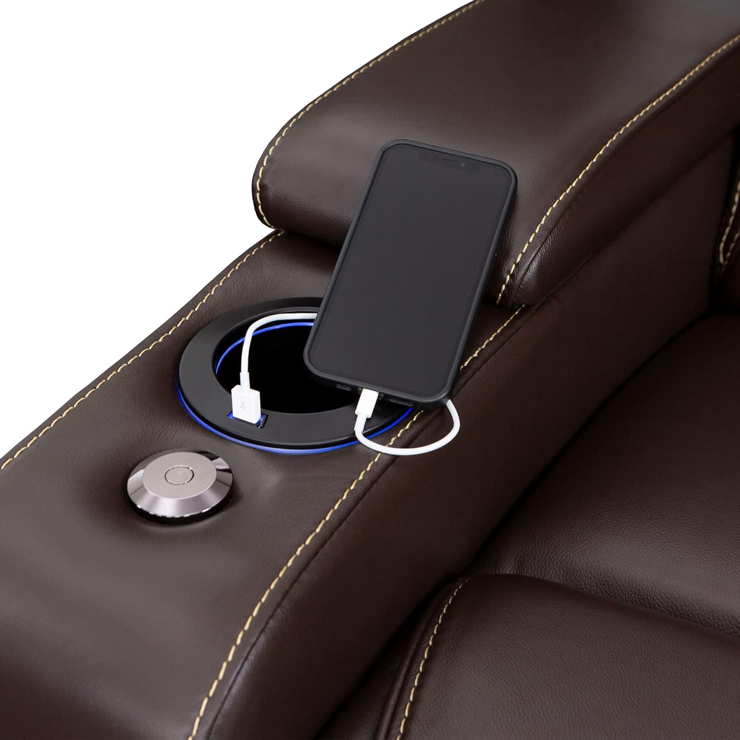 Seatcraft Paladin Home Theater Seating, Heat & Massage, Powered Headrest, Powered Lumbar, Italian Leather, Powered Recline, Single Recliner, Brown