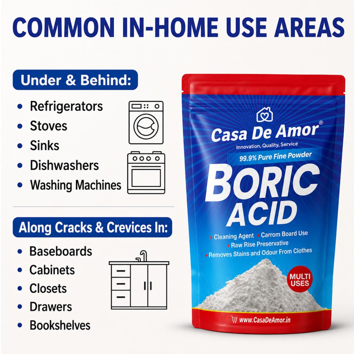 Casa De Amor Boric Acid - Pest Control Powder -2 Casa De Amor Boric Acid - Pest Control Powder -2