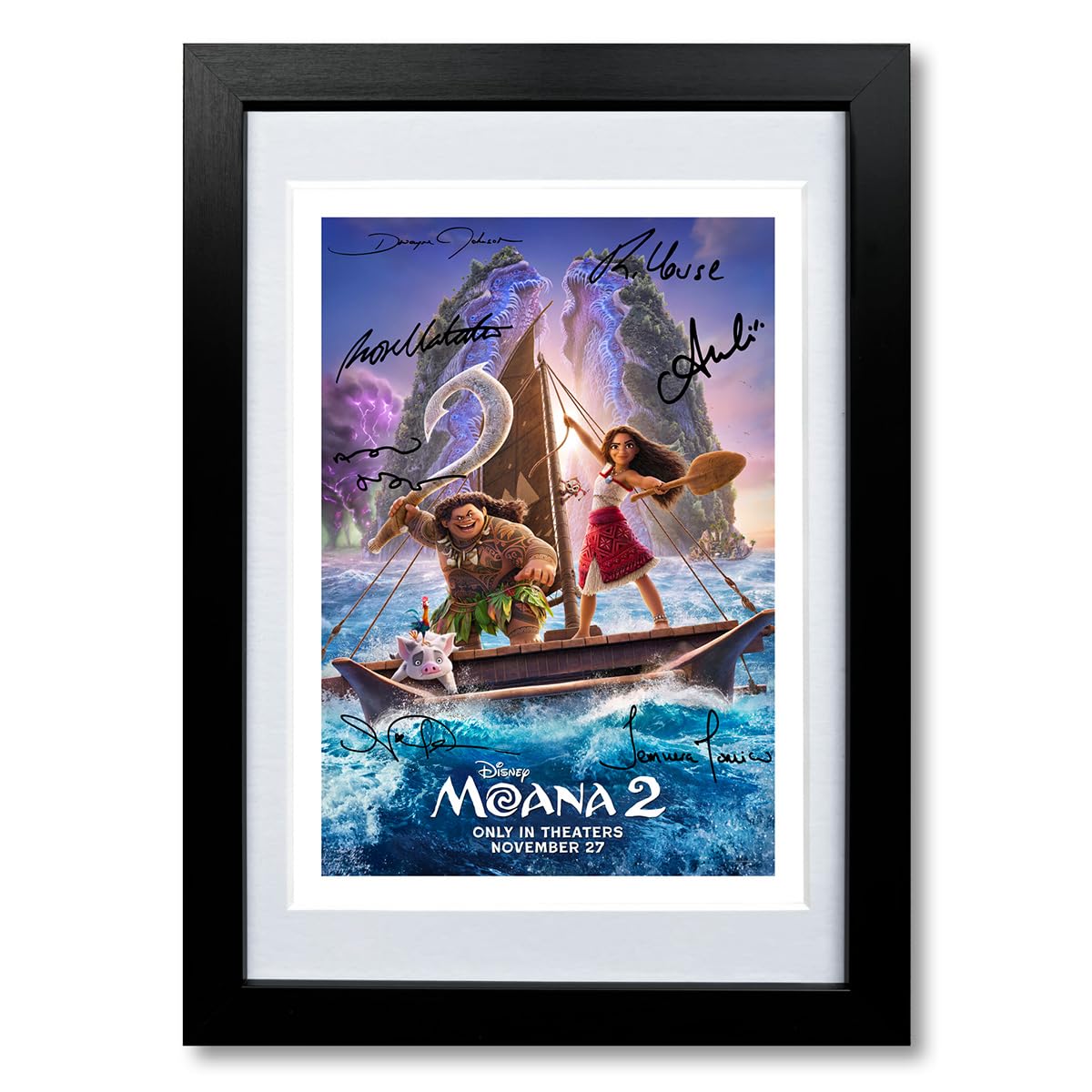 Moana 2 cast signed autograph poster photo print framed memorabilia film movie 2024 gift Auliʻi Cravalho Dwayne Johnson (A4 poster only)