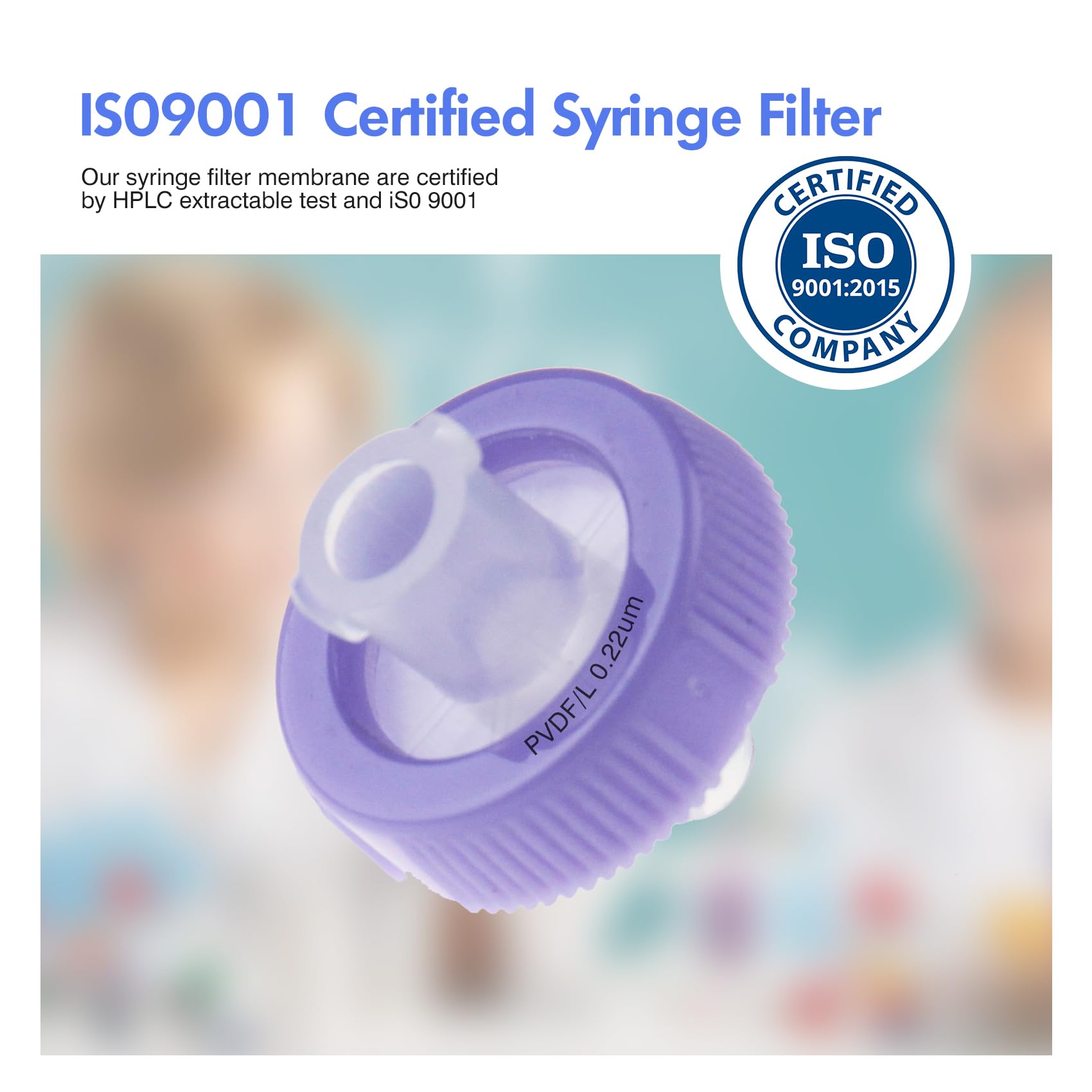 100 Stücke PVDF Spritzenfilter Hydrophilic 0,22 μm Porengröße, 13 mm Membran Durchmesser, Labor-spritzenfilter für die Biomedizinische Wissenschaft, Lila (Fässern Verpackt)