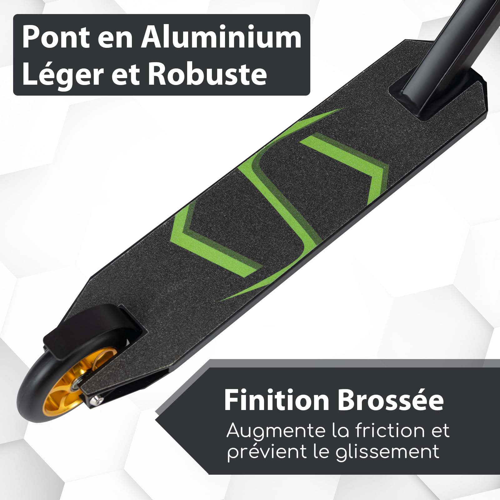 COSTWAY Trottinette Freestyle avec Roulements ABEC-7 & Roues en PU 110mm, Trottinette Pro Enfant avec Pont Élargi & Guidon à 360°, Frein Métallique, Charge 100kg pour Adolescents de 10 Ans+