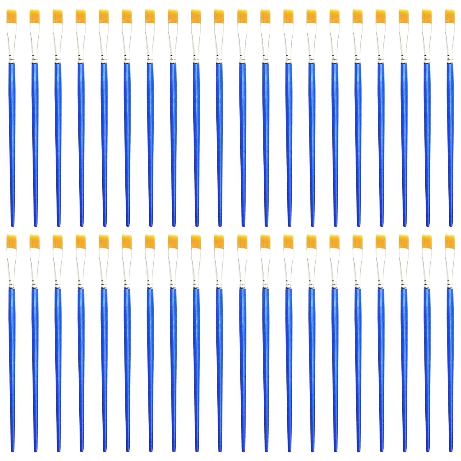 MEMOFYND 40 cepillos de varilla azul, cepillos de nailon, pinceles para manualidades, pinceles planos, pinceles para detalles, adecuados para niños, pintura principiante