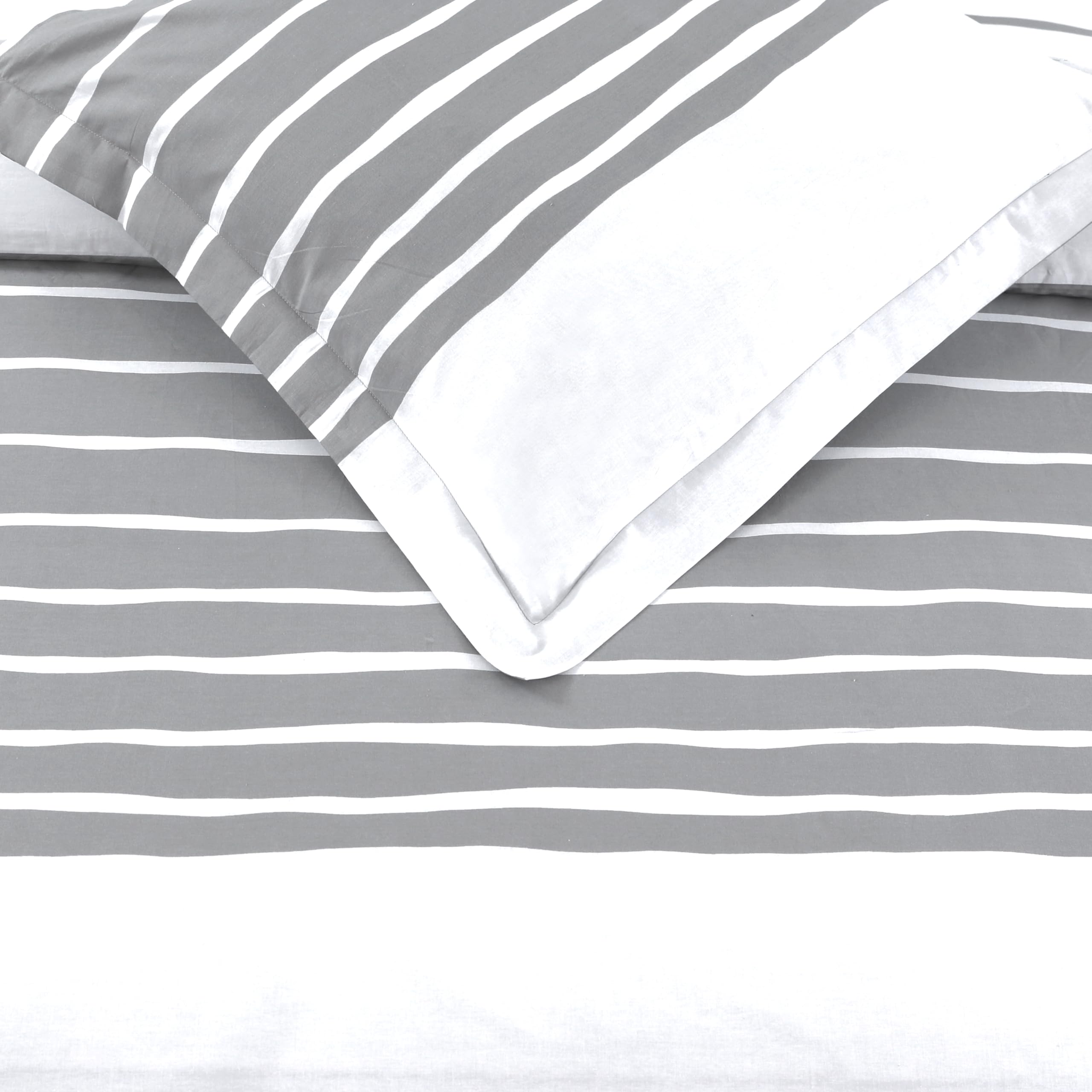 VISION Mia Grigio/Bianco - 100% cotone - Set Copripiumoni matrimoniale reversibile 260 x 240cm con 2 federe 65 x 65cm per letto matrimoniale maxi - Morbido e confortevole - Certificato Oeko-Tex