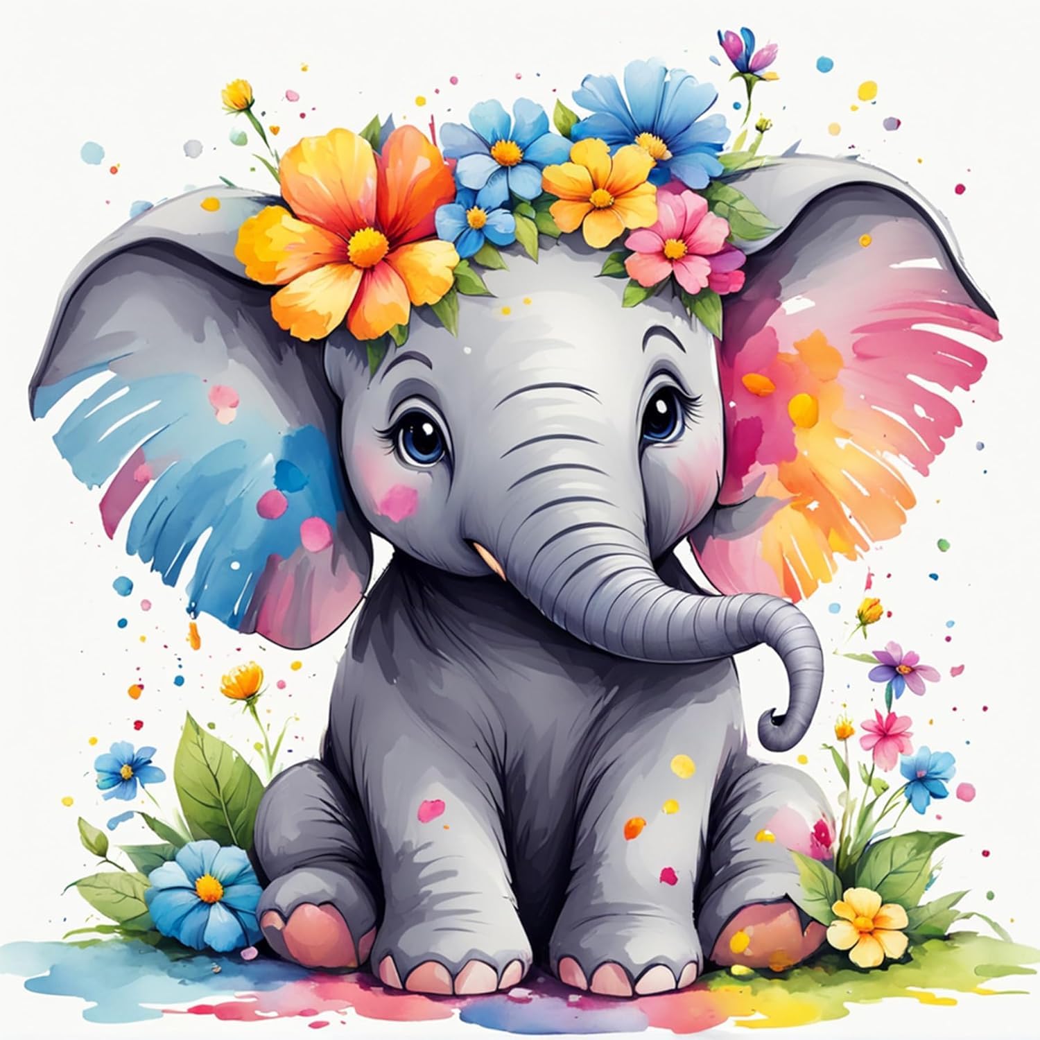 FunBlast 5D Diamond Painting Kit, Includes Colourful Diamonds, Tools & Accessories, DIY Art & Craft Kit for Kids & Adults, Suitable for Home Leisure and Wall Decoration (Elephant, 30 X 40 Cm)