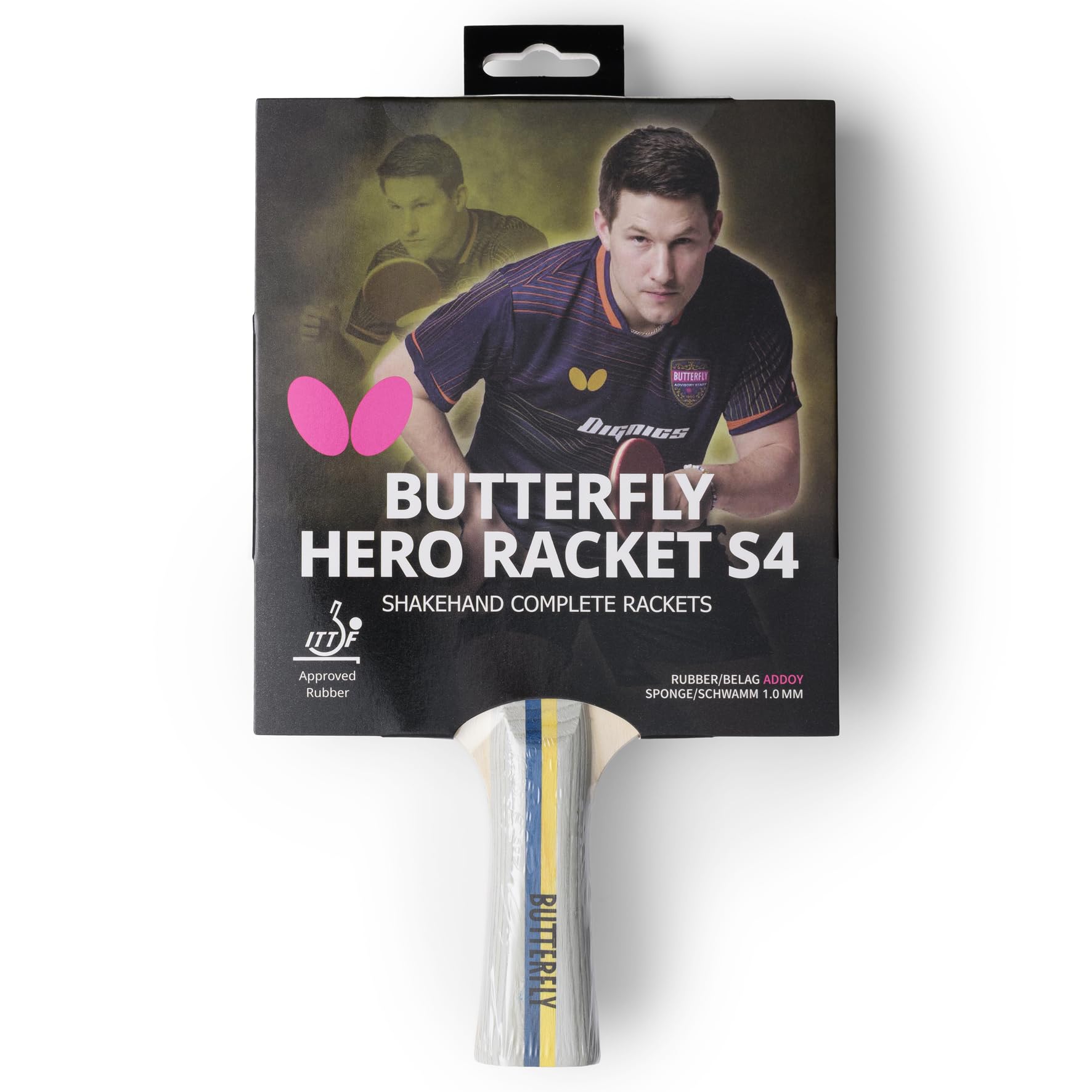 Butterfly Hero Racket S4 Table Tennis Bat – Kristian Karlsson Edition | ITTF Approved Rubber | Lightweight Ping Pong Paddle