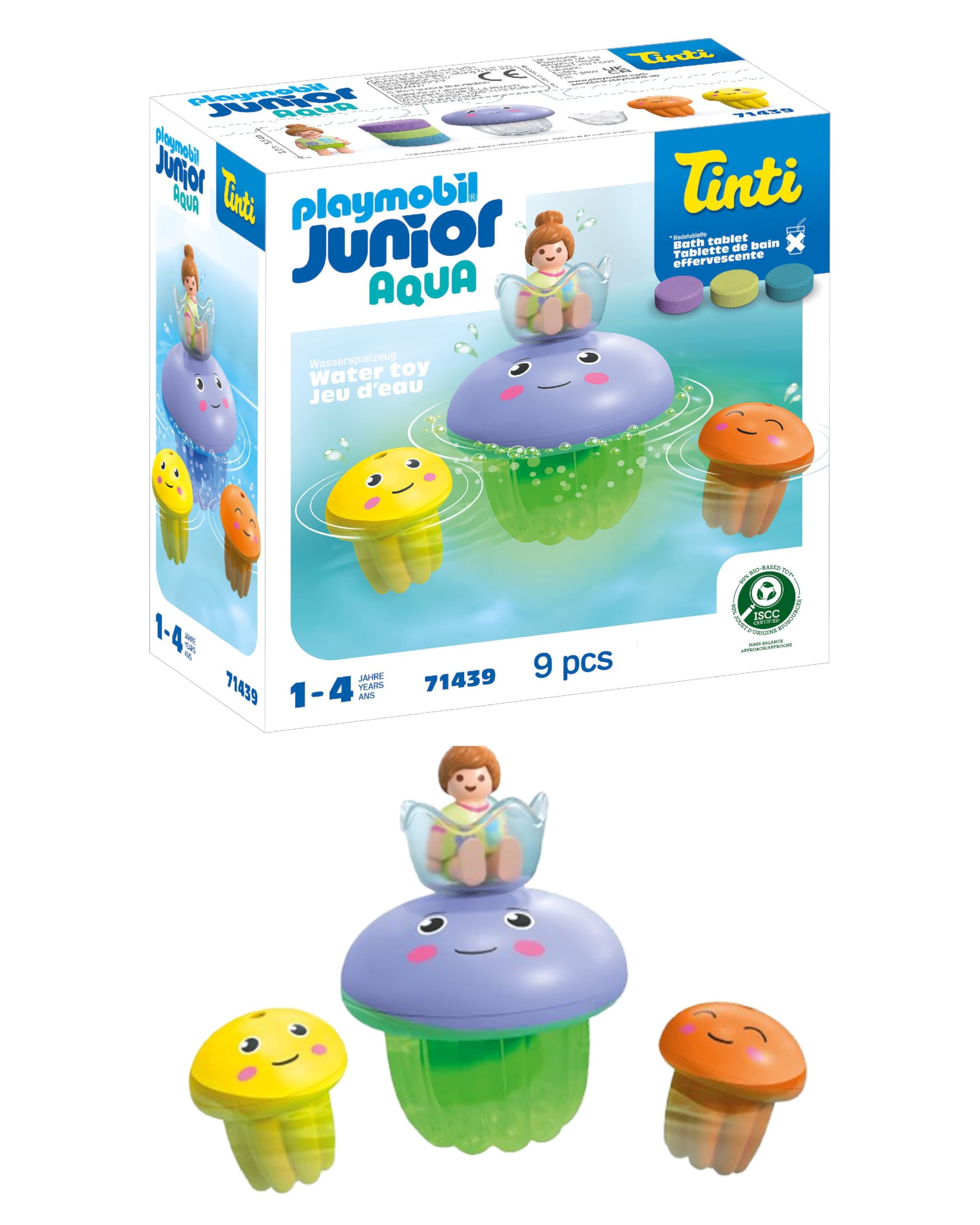 Playmobil 71439 Jellyfish Family - Junior Aqua & Tinti - Includes One Character, One Large Jellyfish and Two Baby Jellyfish - From 1 year old